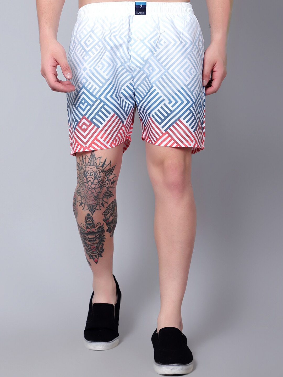 

BAWERIN Geometric Printed Pure Cotton Breathable Boxers 3, White