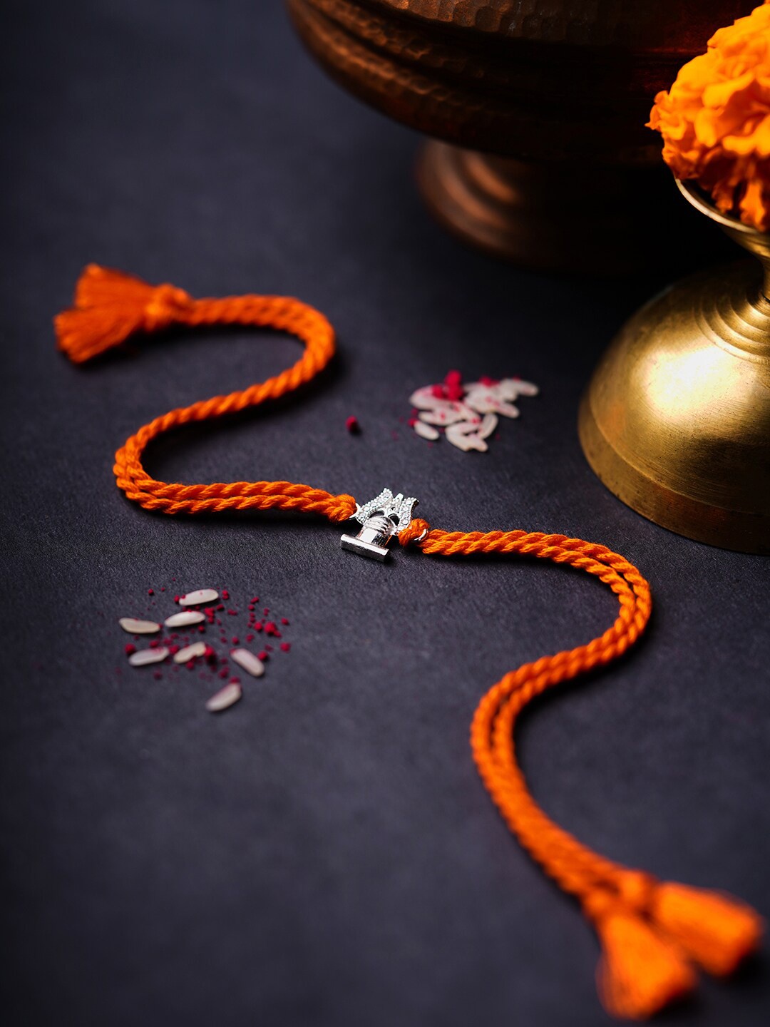 

ahilya 92.5 Sterling Silver Ling Trishul Charm Rakhi