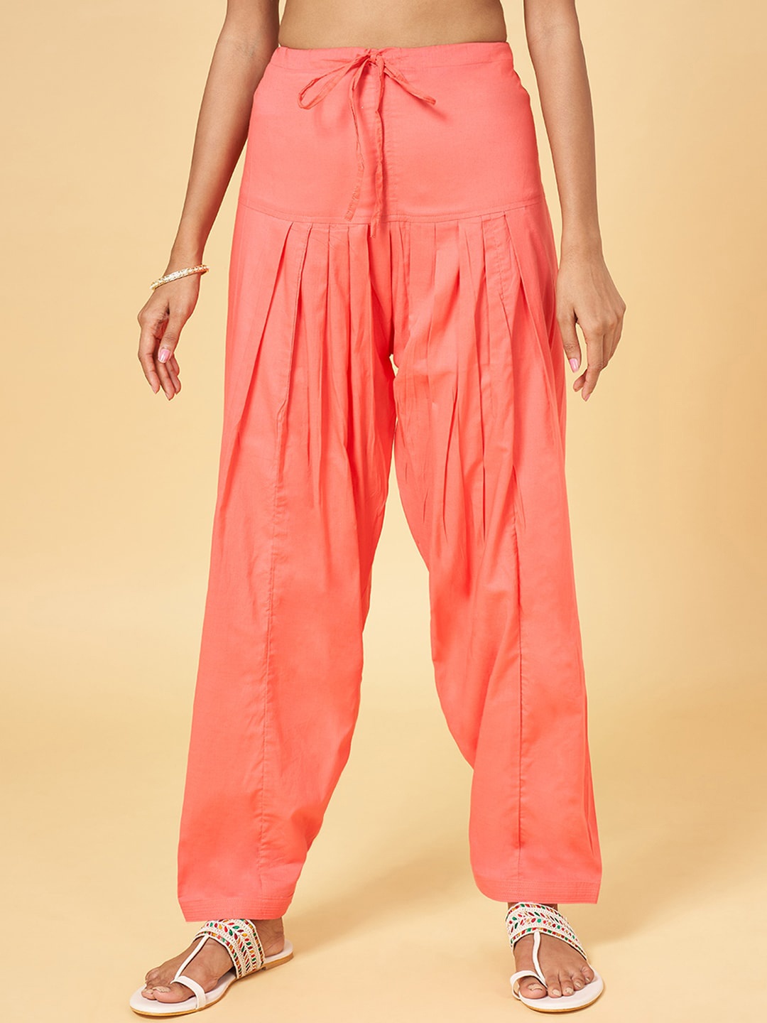 

RANGMANCH BY PANTALOONS Women Mid Rise Pure Cotton Salwar, Coral