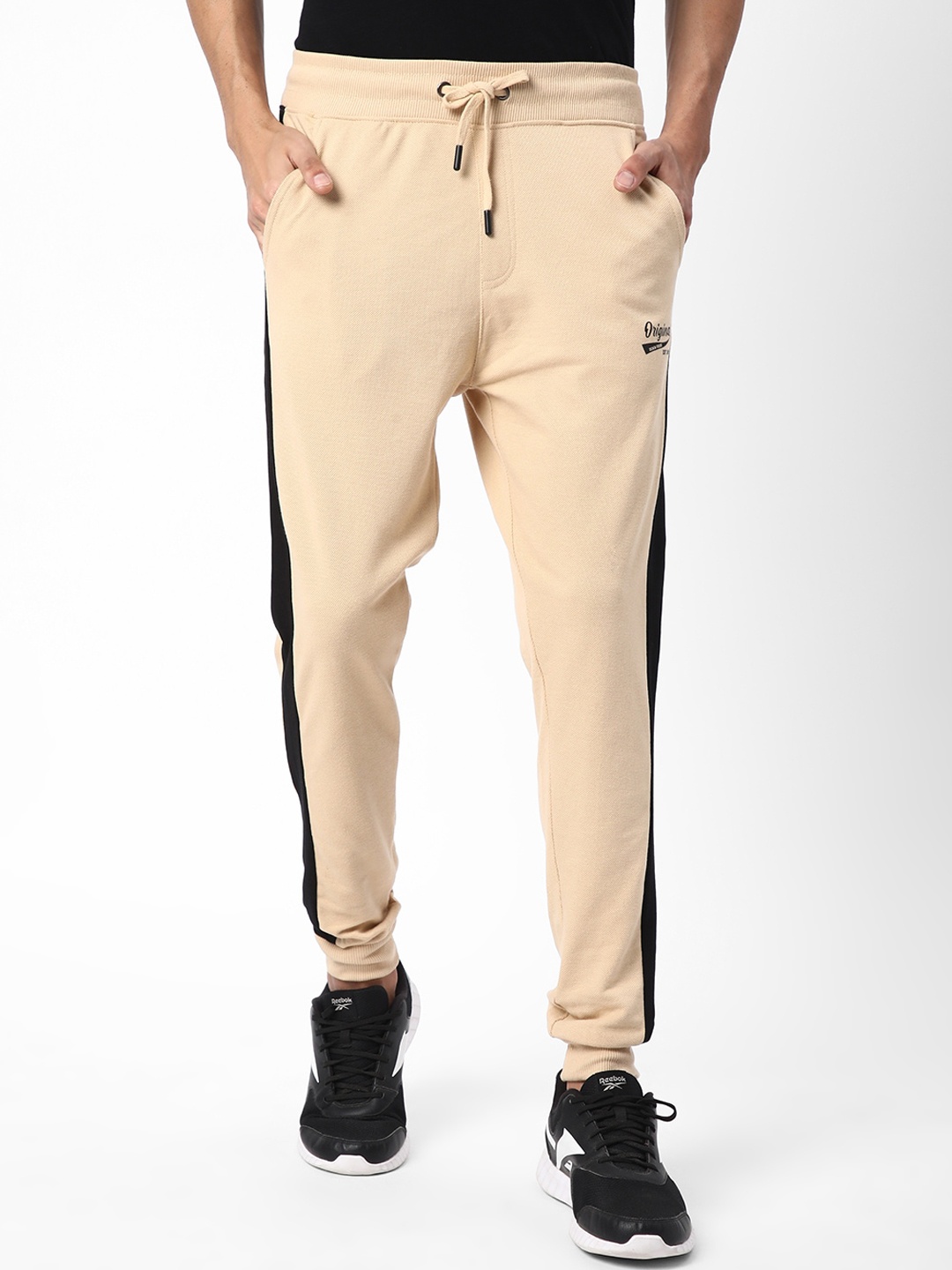 

R&B Cotton Joggers Track Pants, Beige