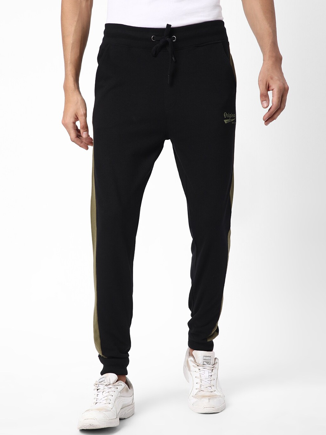 

R&B Men Mid-Rise Cotton Joggers, Black
