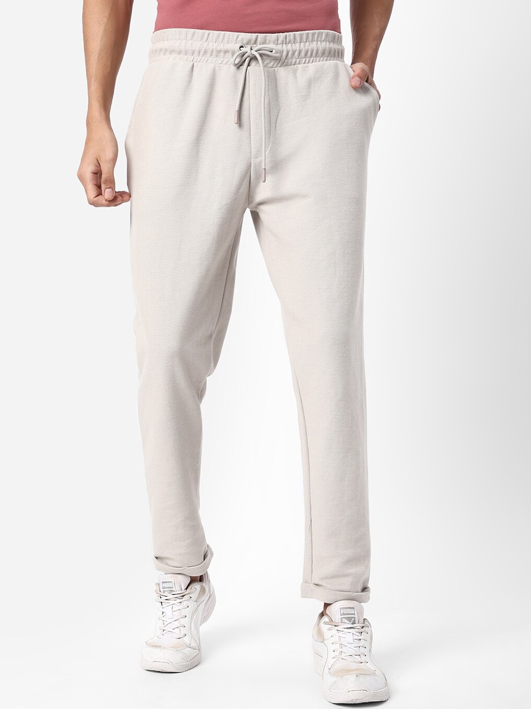 

R&B Men Cotton Track Pant, Beige