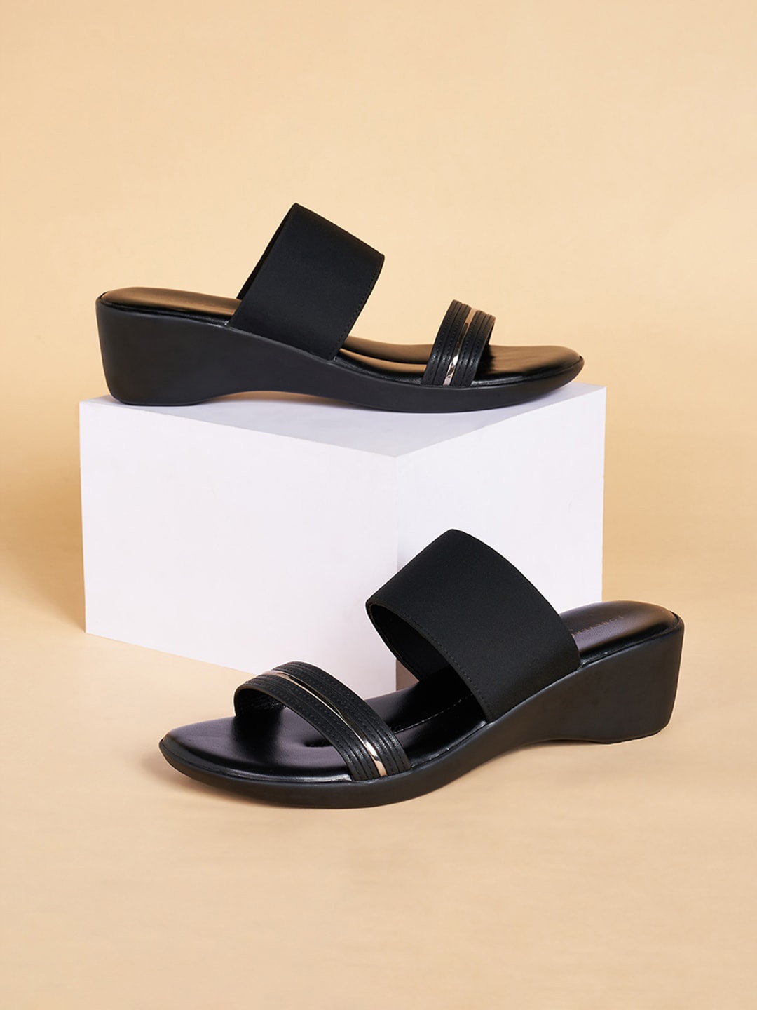 

Forever Glam by Pantaloons Black PU Wedge Sandals