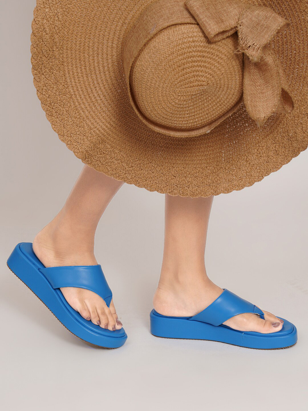 

HASTEN Open Flatform Heels, Blue
