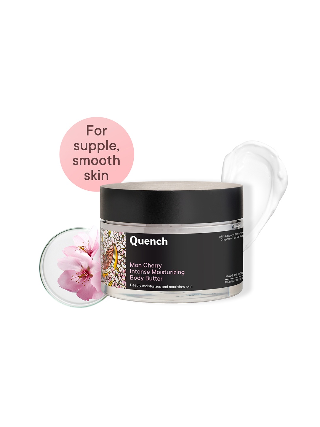 

Quench Mon Cherry Moisturizing Body Butter To Repair Dry Damaged Skin - 100ml, Black