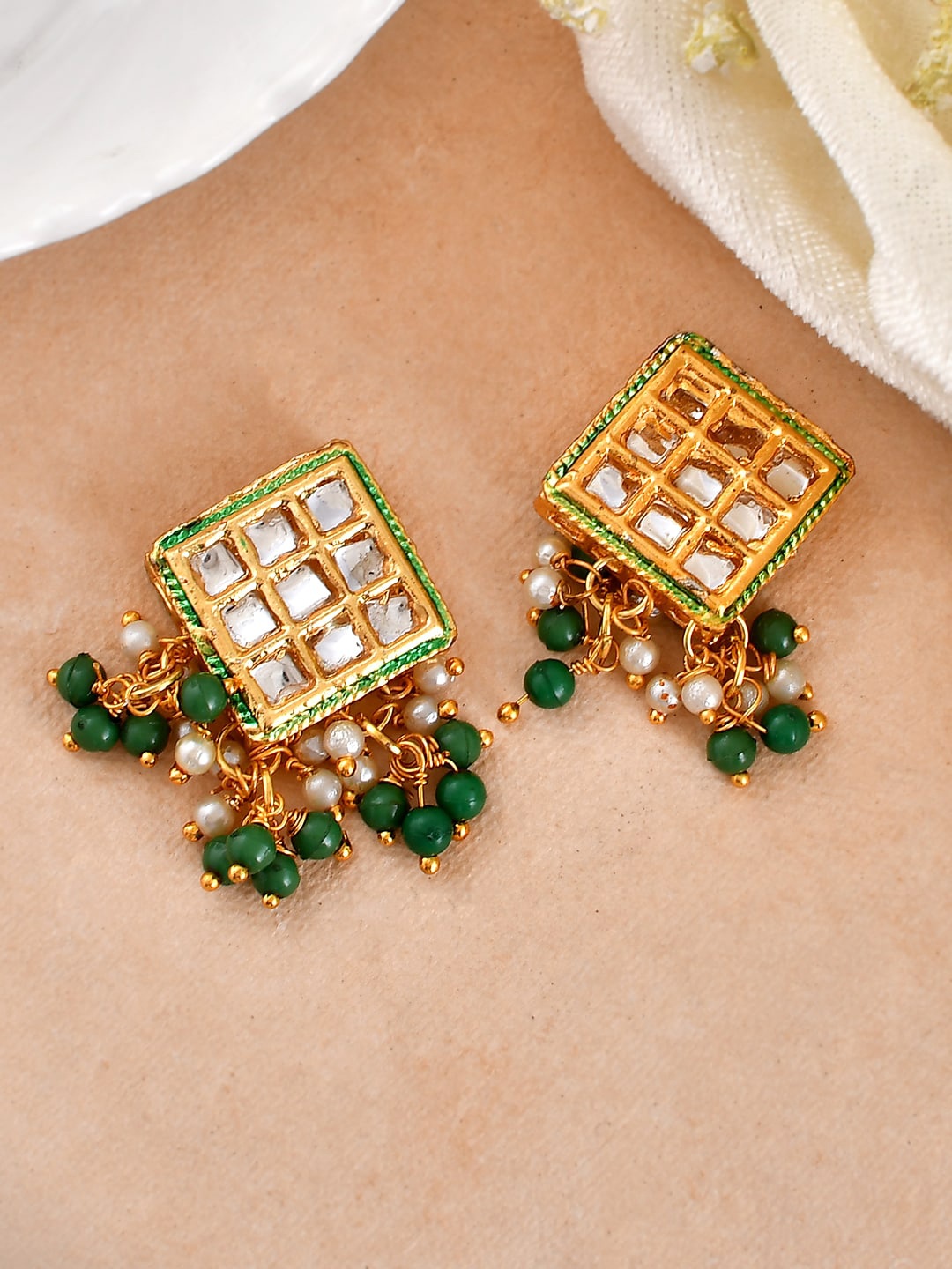

Silvermerc Designs Gold-Plated Geometric Shaped Studs Earrings