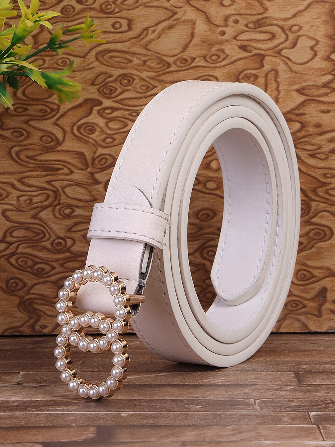 

DressBerry Women Synthtetic Leather Slim Casual Belt, White