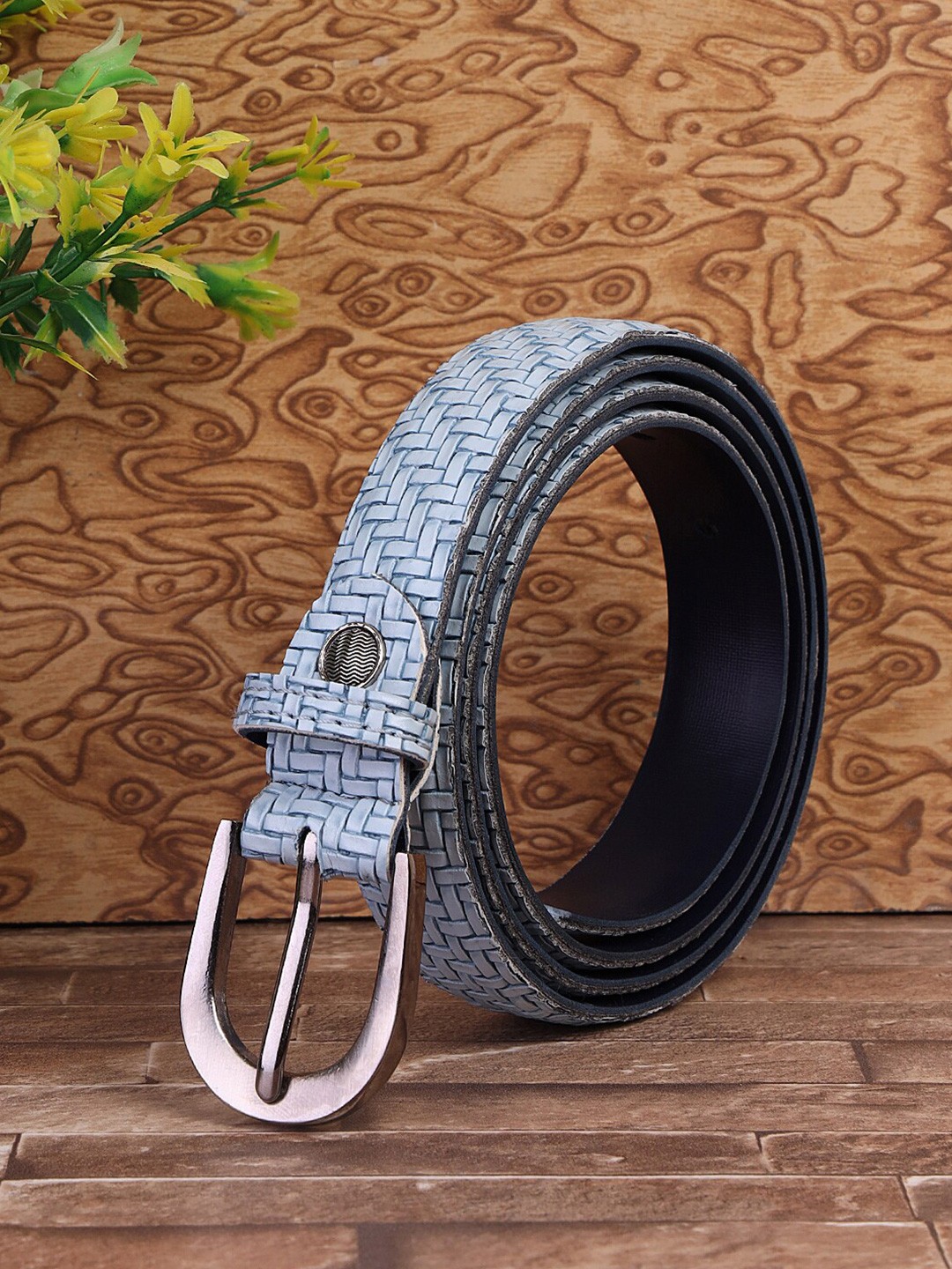 

Mast & Harbour Women Blue Textured Slim Belt