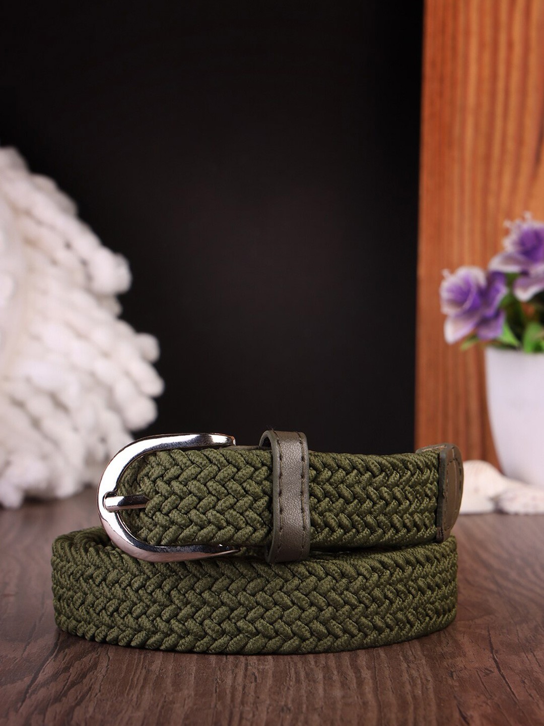 

Kastner Women Braided Slim Stretchable Belt, Green
