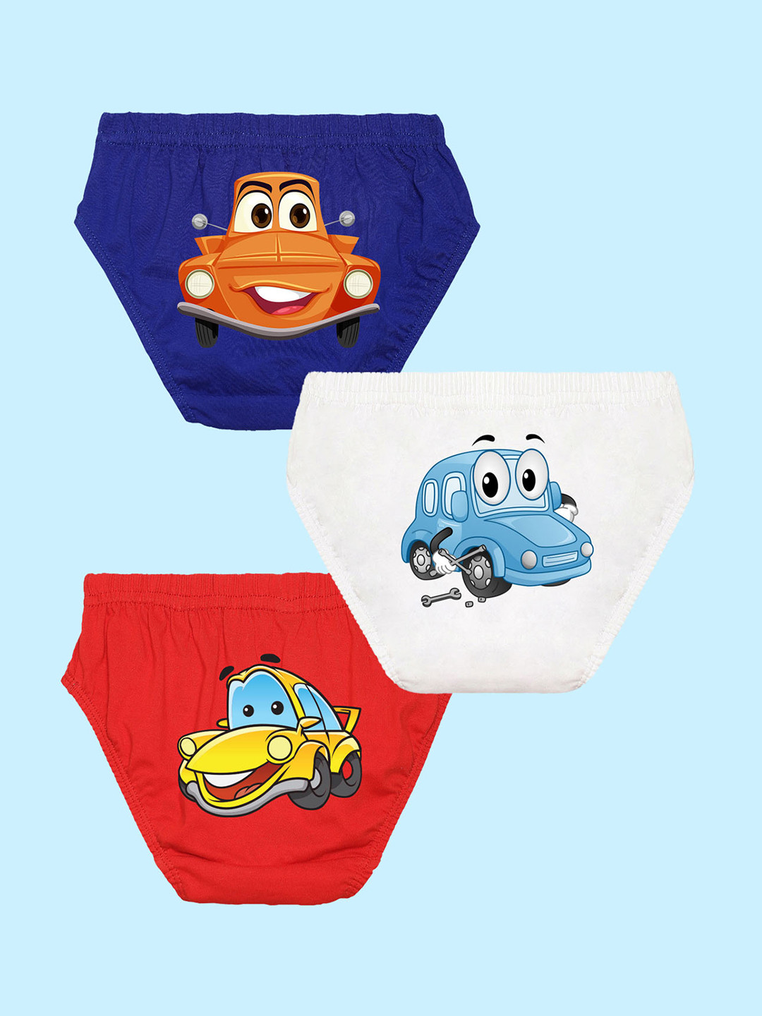

NUSYL Boys Pack Of 3 Printed Pure Cotton Basic Briefs NUBCBRFPO3.0082, Blue