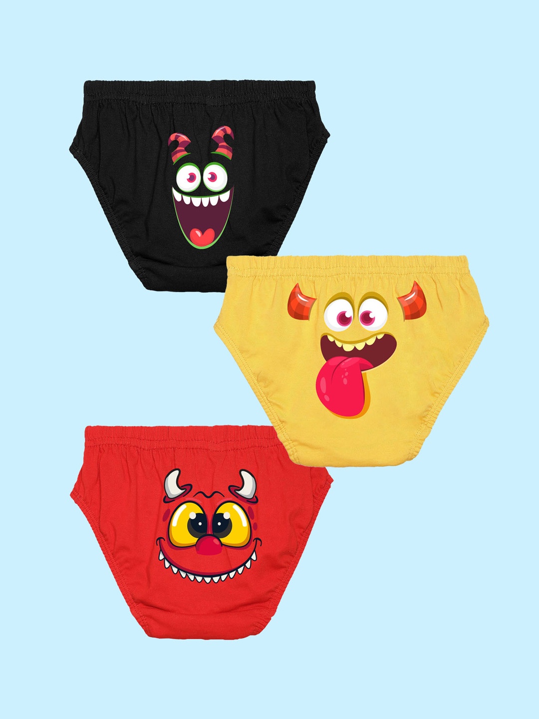 

NUSYL Boys Pack Of 3 Printed Cotton Briefs NUBCBRFPO3.0070, Black