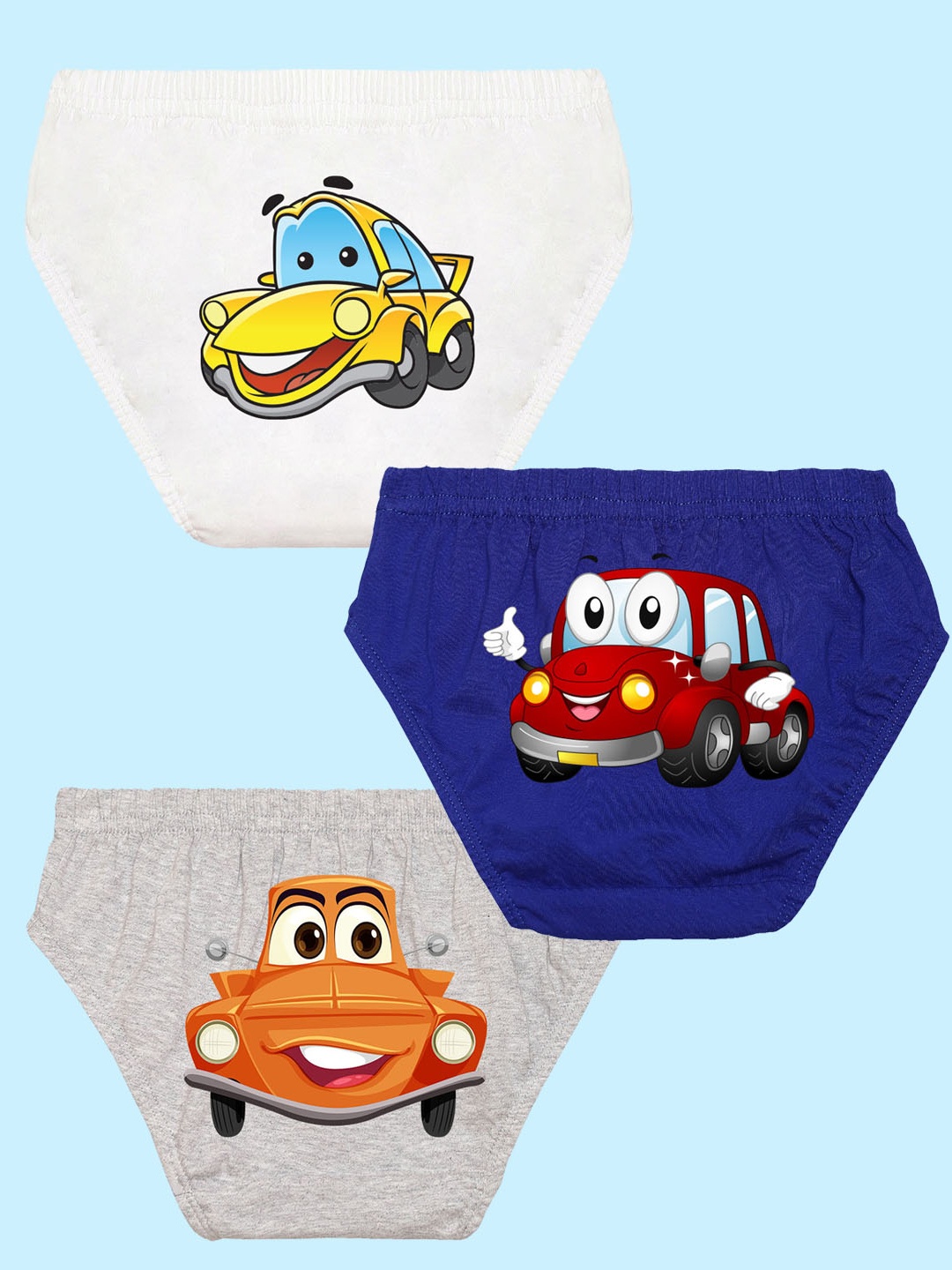 

NUSYL Boys Pack Of 3 Graphic Printed Pure Cotton Basic Briefs NUBCBRFPO3.0083, White