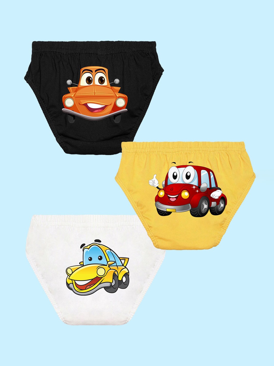 

NUSYL Boys Pack of 3 Printed Pure Cotton Briefs NUBCBRFPO3.0079, Black
