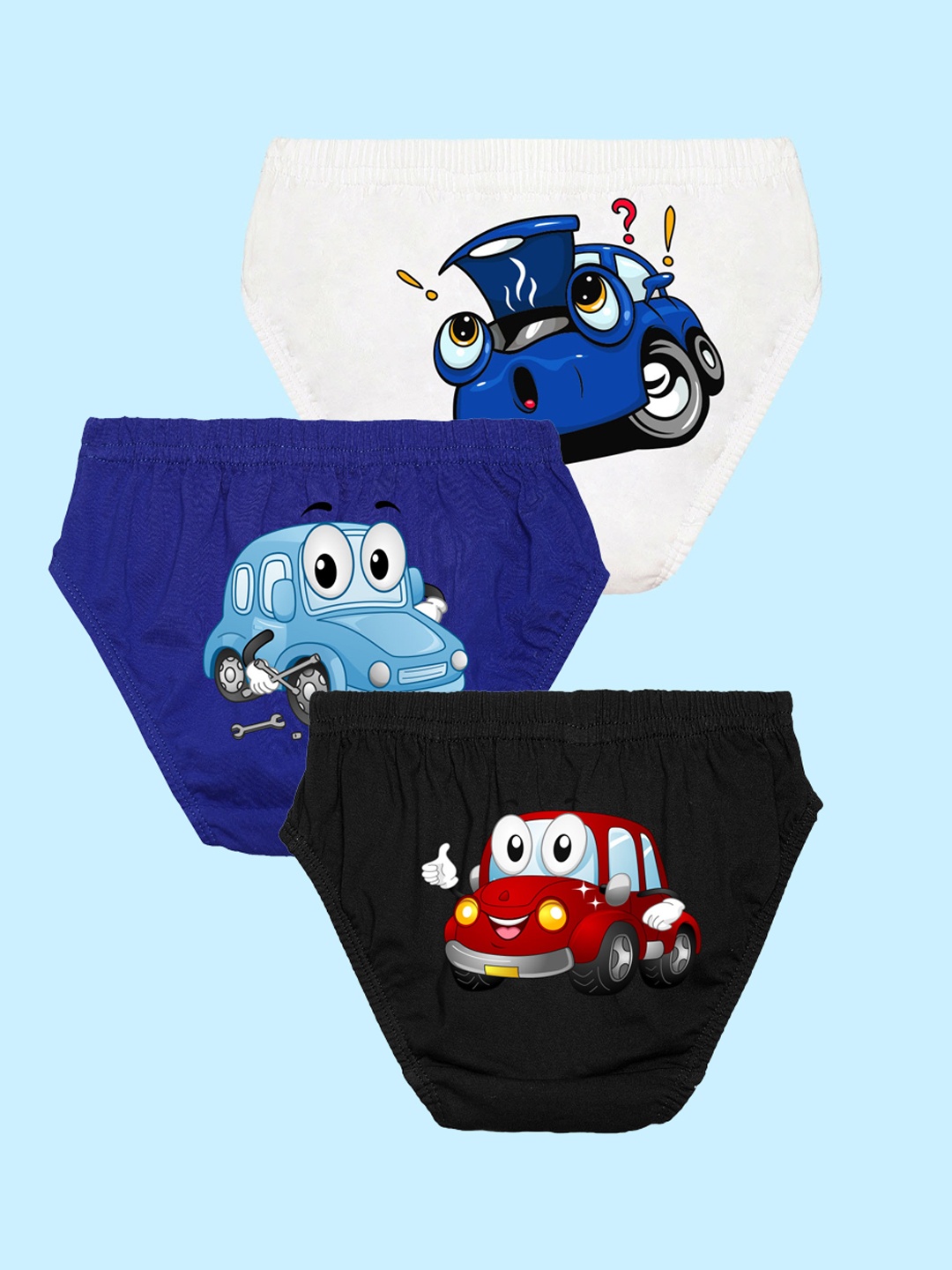 

NUSYL Boys Pack Of 3 Graphic Printed Pure Cotton Briefs NUBCBRFPO3.0076, Black