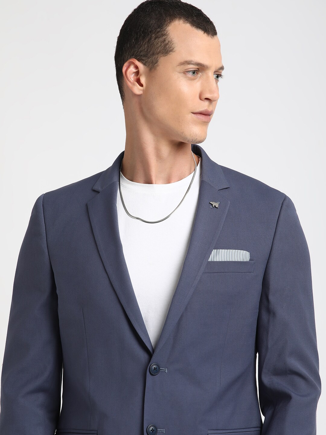 

THE BEAR HOUSE Tailored Fit Single Breasted Formal Blazer, Blue