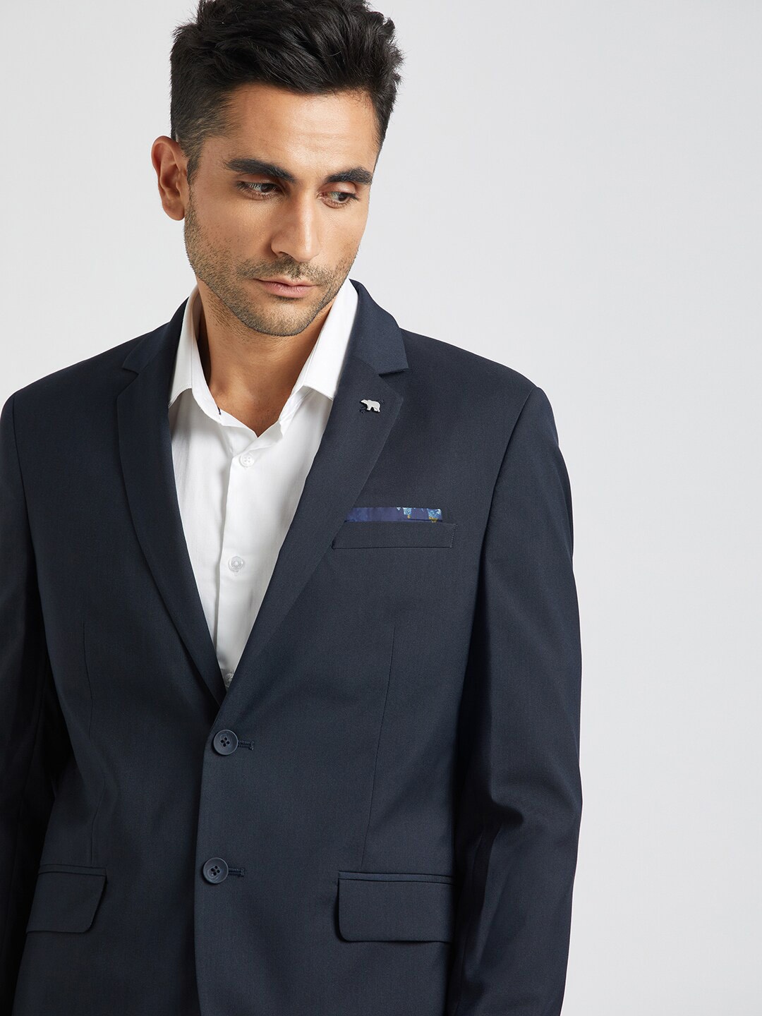 

THE BEAR HOUSE Tailored Fit Single Breasted Formal Blazer, Blue