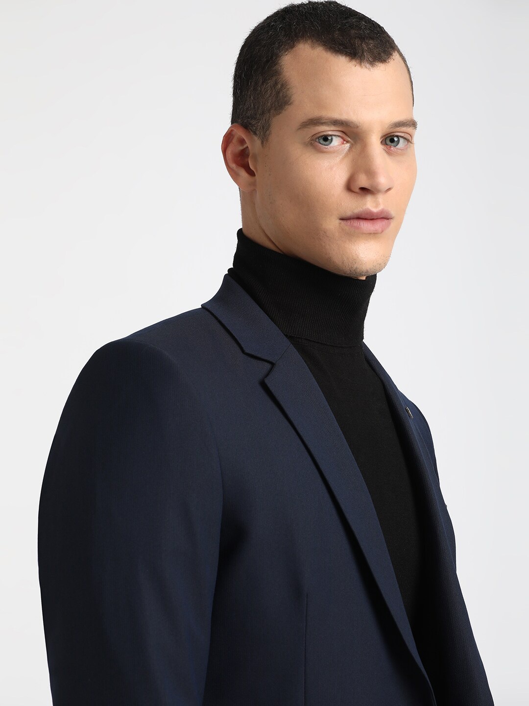 

THE BEAR HOUSE Tailored Fit Single-Breasted Formal Blazer, Navy blue