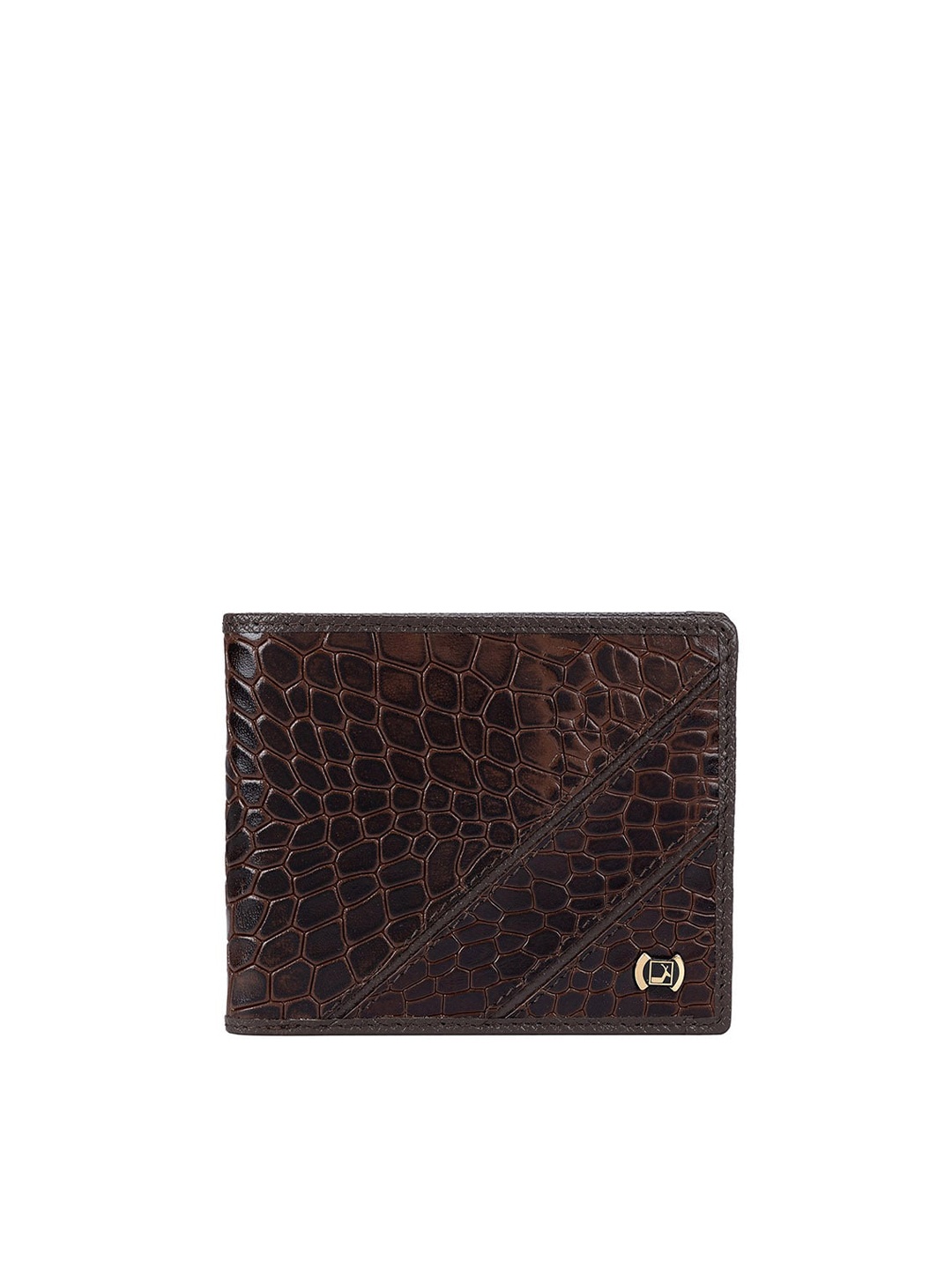 

Da Milano Men Animal Textured Leather Two Fold Wallet, Brown