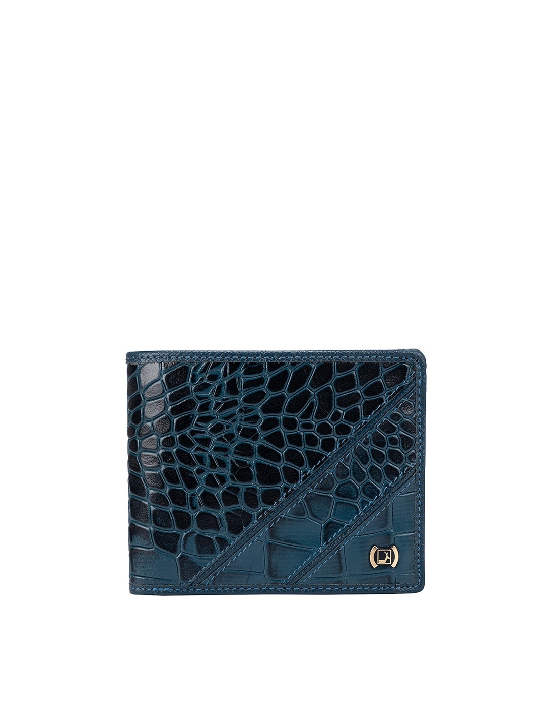 

Da Milano Men Animal Textured Leather Two Fold Wallet, Blue