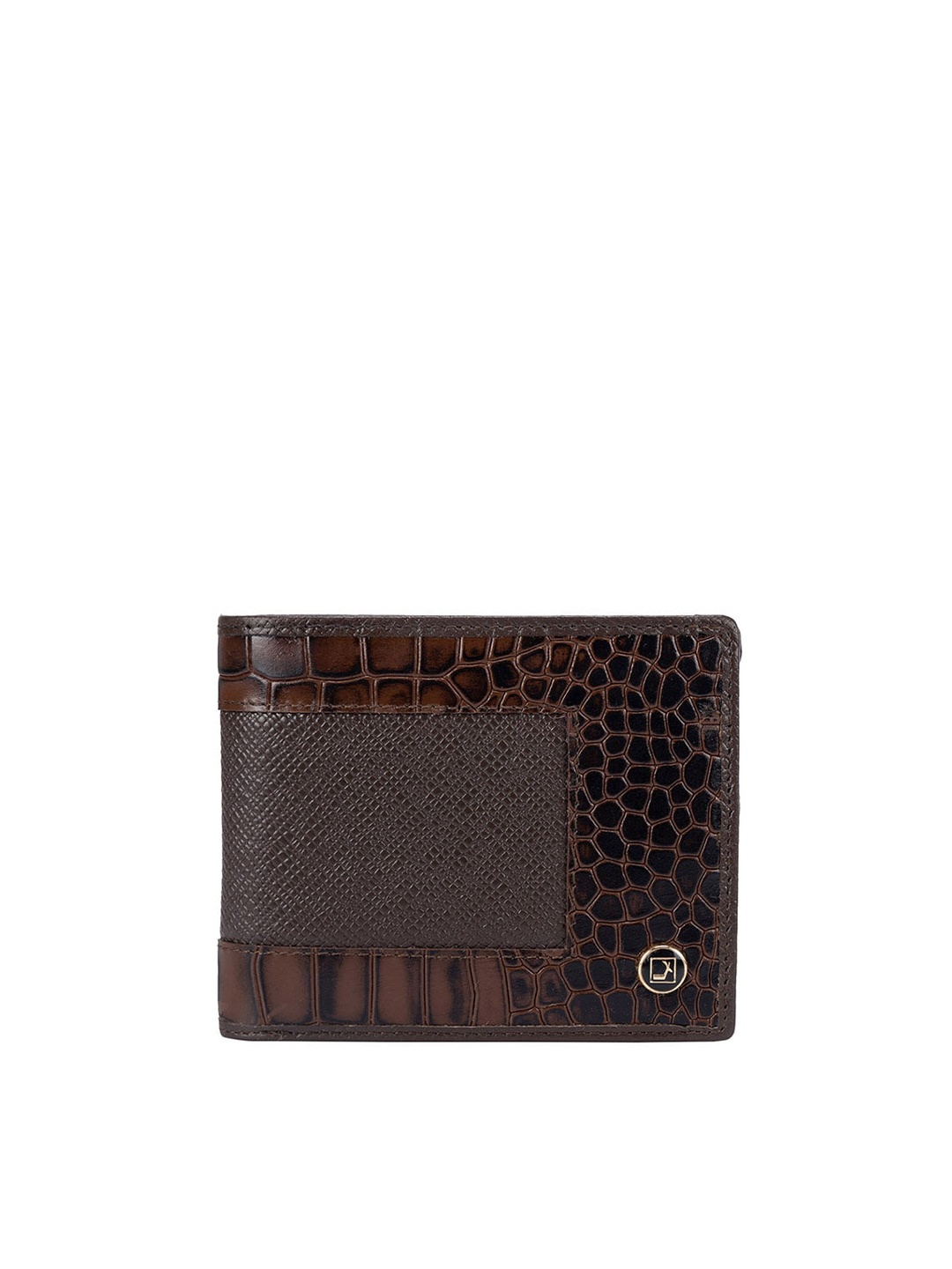 

Da Milano Men Abstract Textured Leather Two Fold Wallet, Brown
