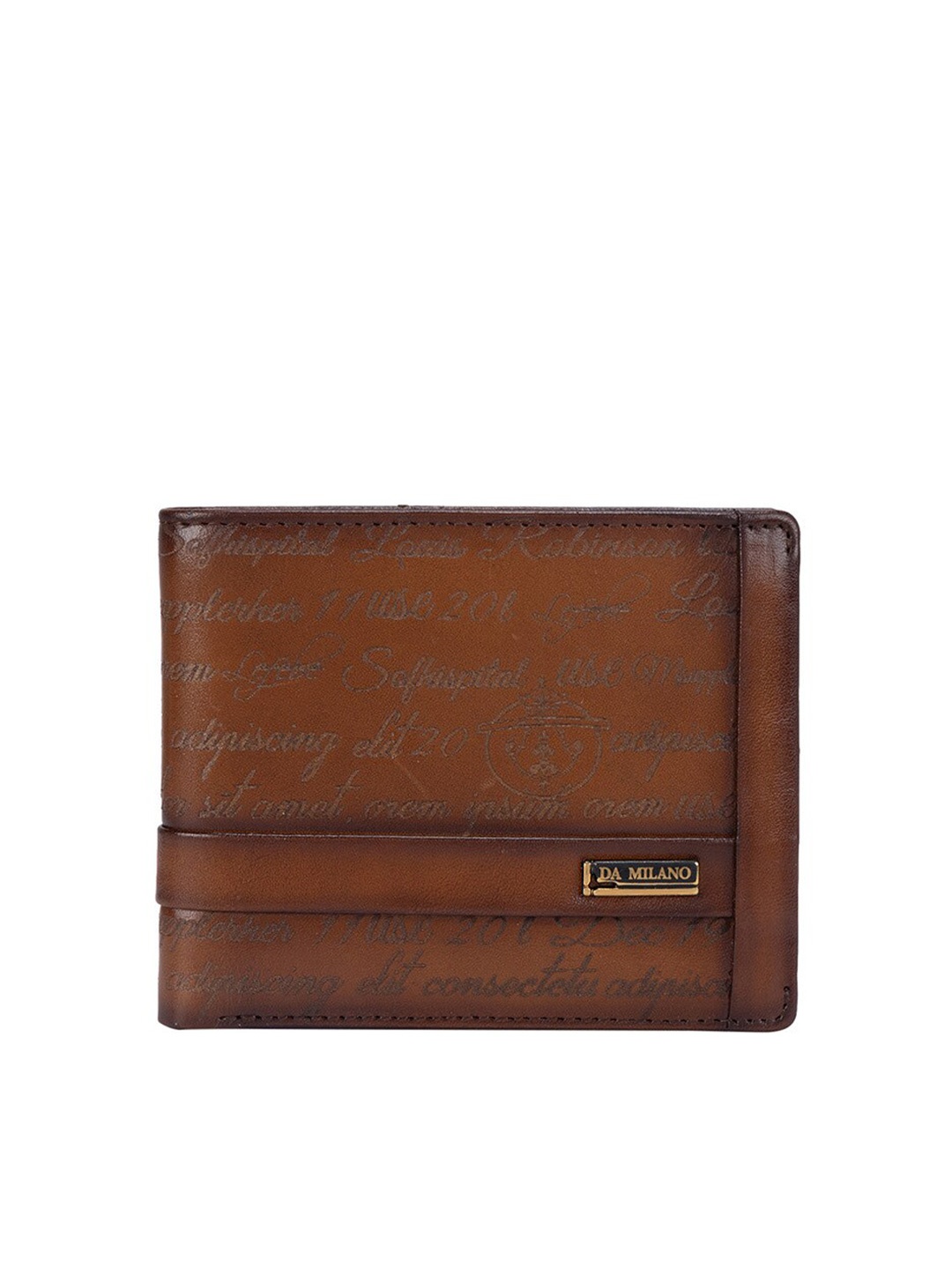 

Da Milano Men Textured Leather Two Fold Wallet, Brown