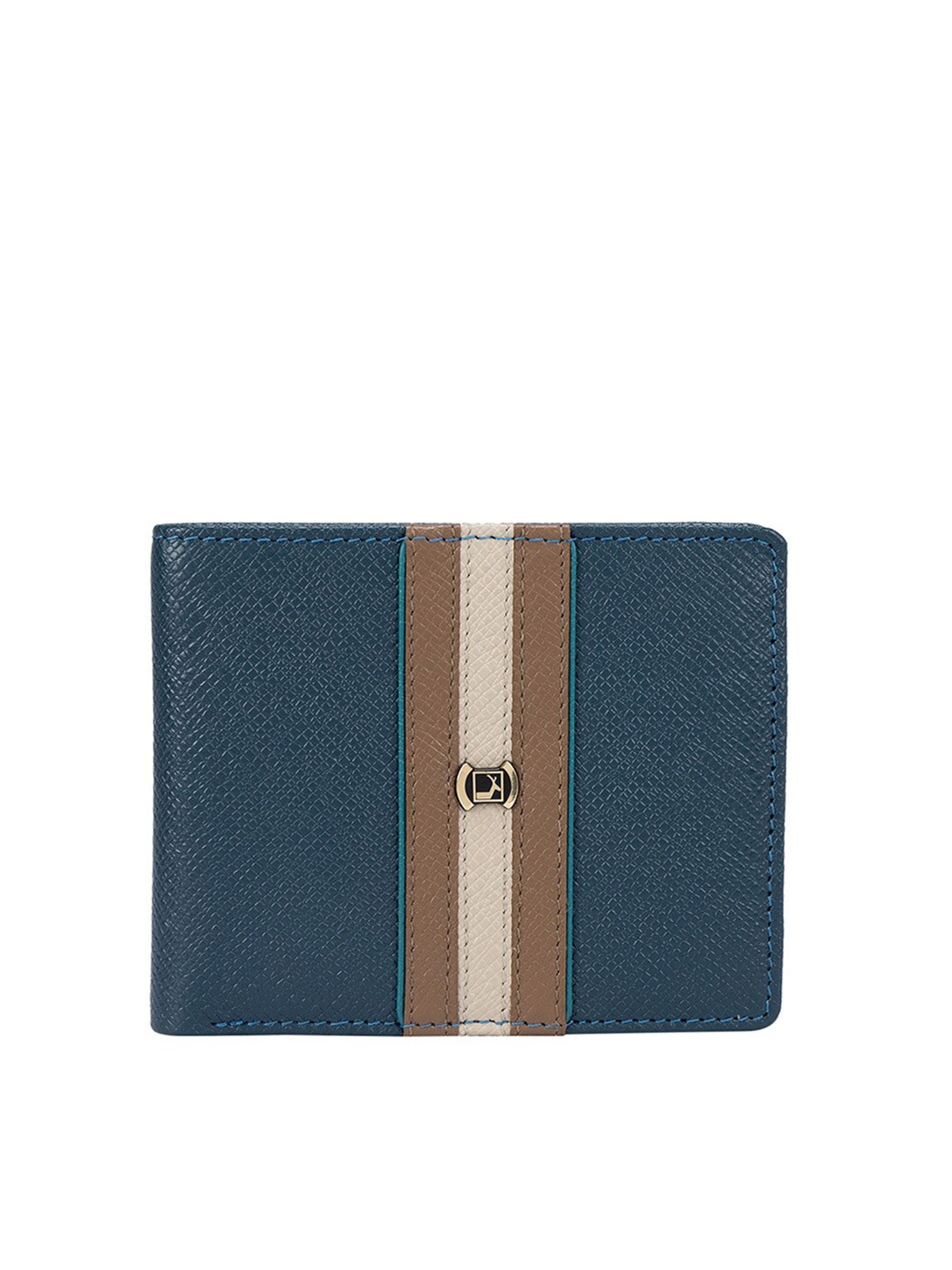 

Da Milano Men Textured Leather Two Fold Wallet, Blue