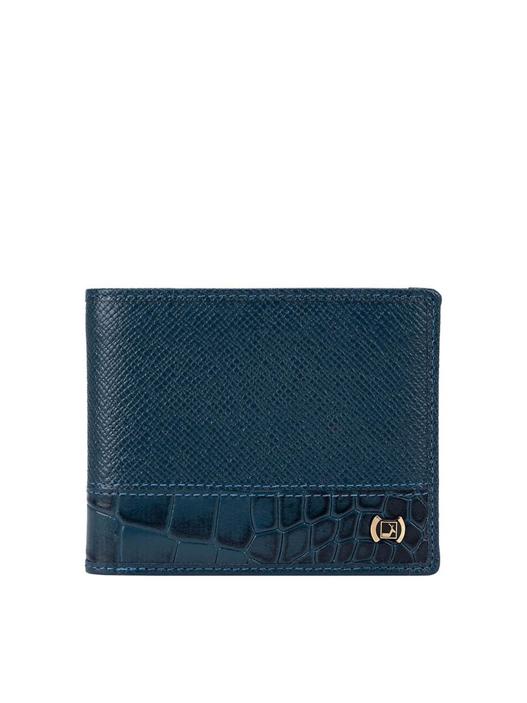 

Da Milano Men Blue Textured Leather Two Fold Wallet