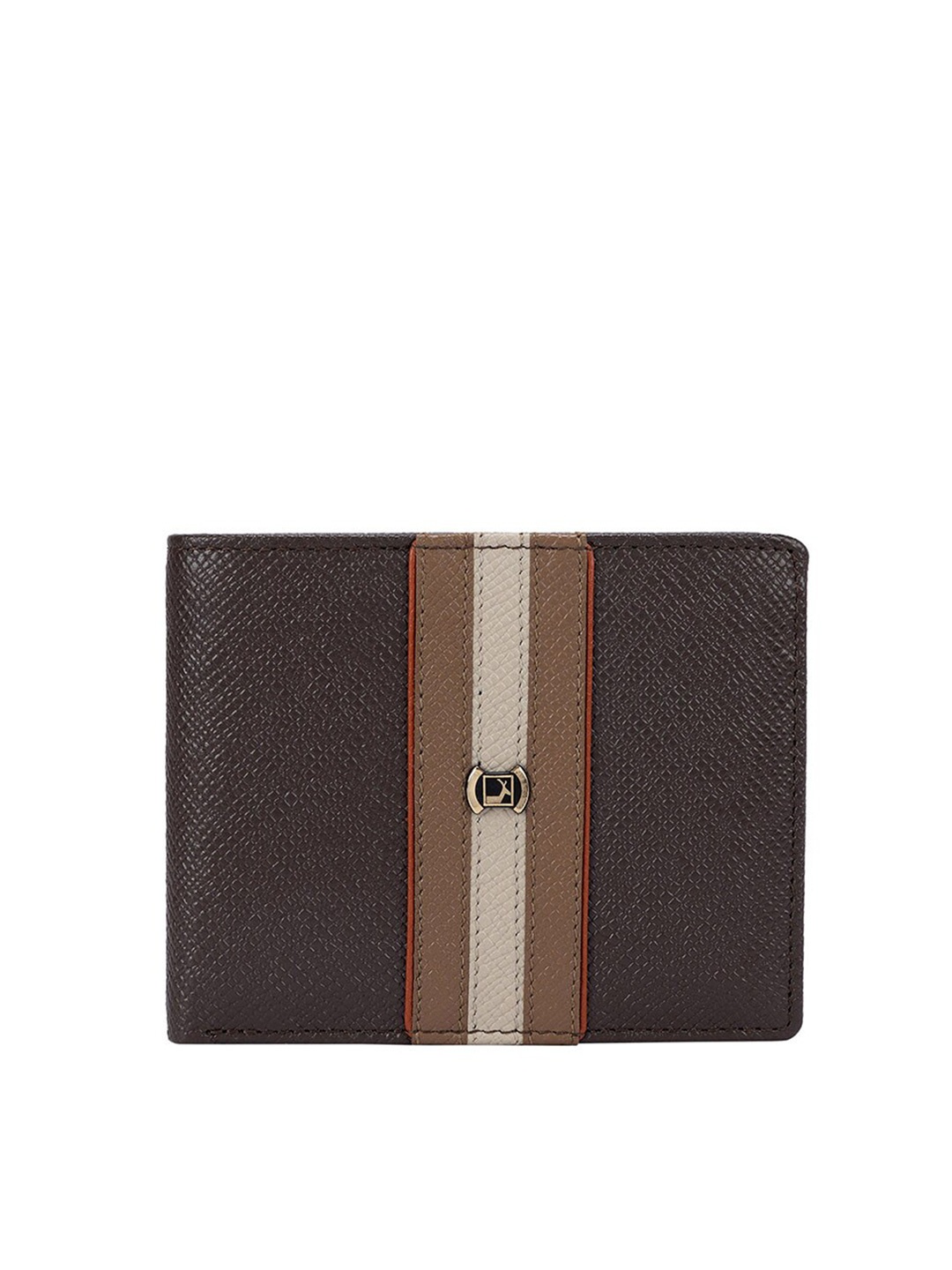 

Da Milano Men Textured Leather Two Fold Wallet, Brown