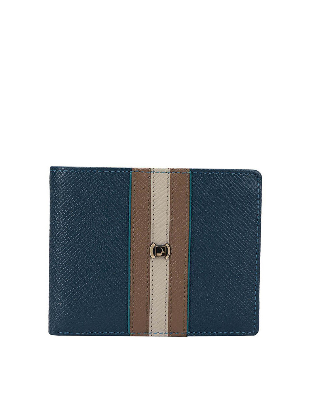 

Da Milano Men Blue Textured Leather Two Fold Wallet
