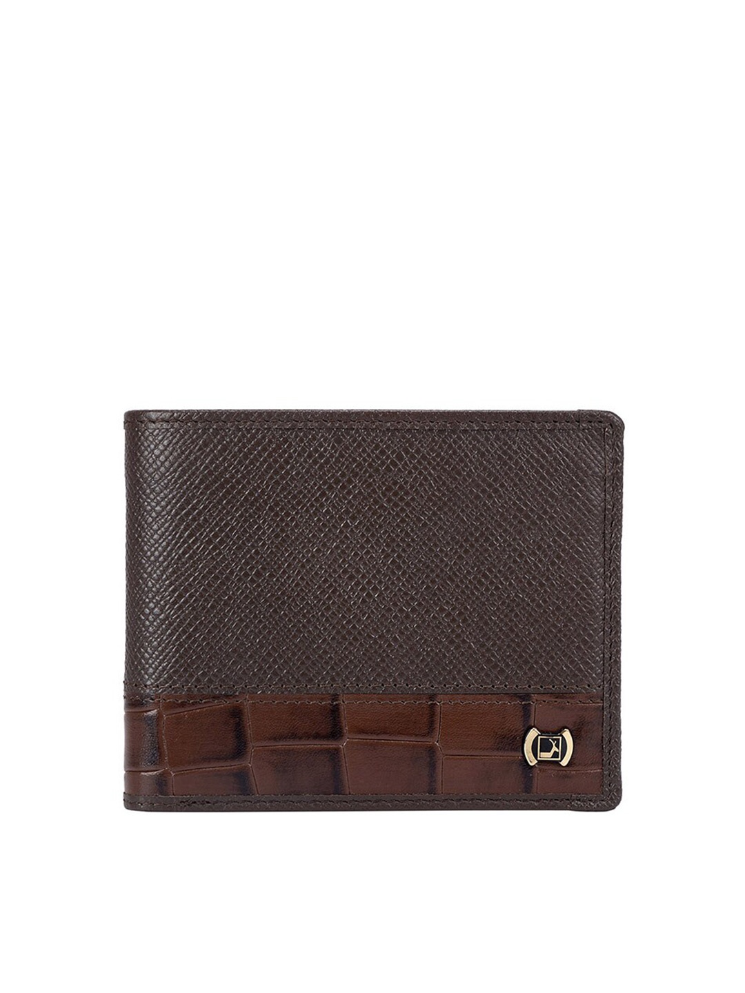 

Da Milano Men Brown Textured Leather Two Fold Wallet