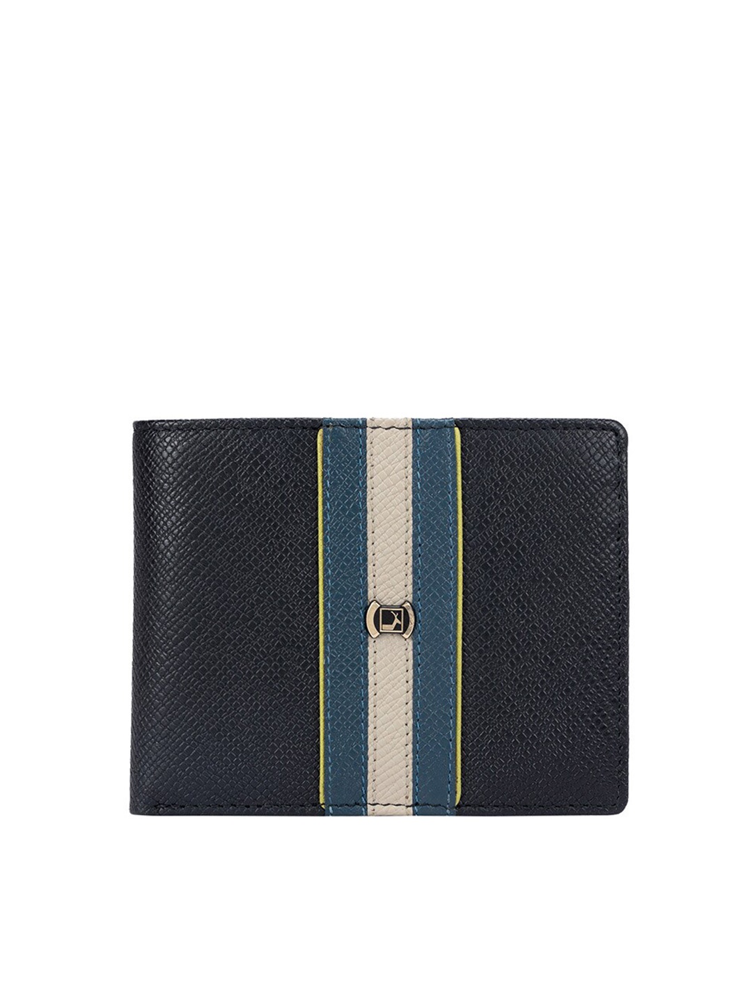 

Da Milano Men Textured Leather Two Fold Wallet, Black