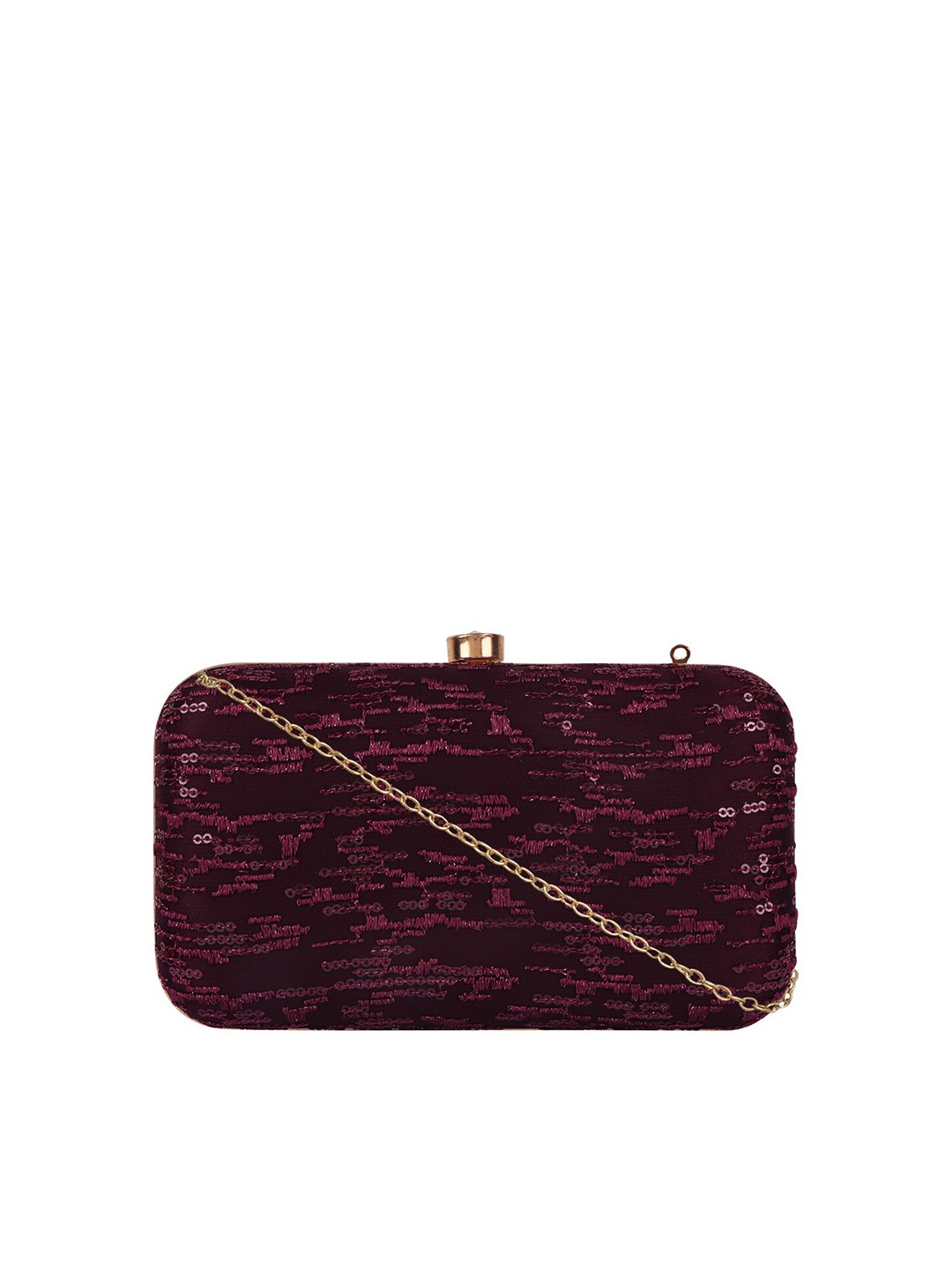 

HORRA Embellished Embroidered Box Clutch, Purple