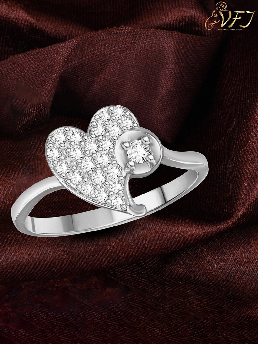 

Vighnaharta Rhodium-Plated Stone-Studded Adjustable Finger Ring, Silver