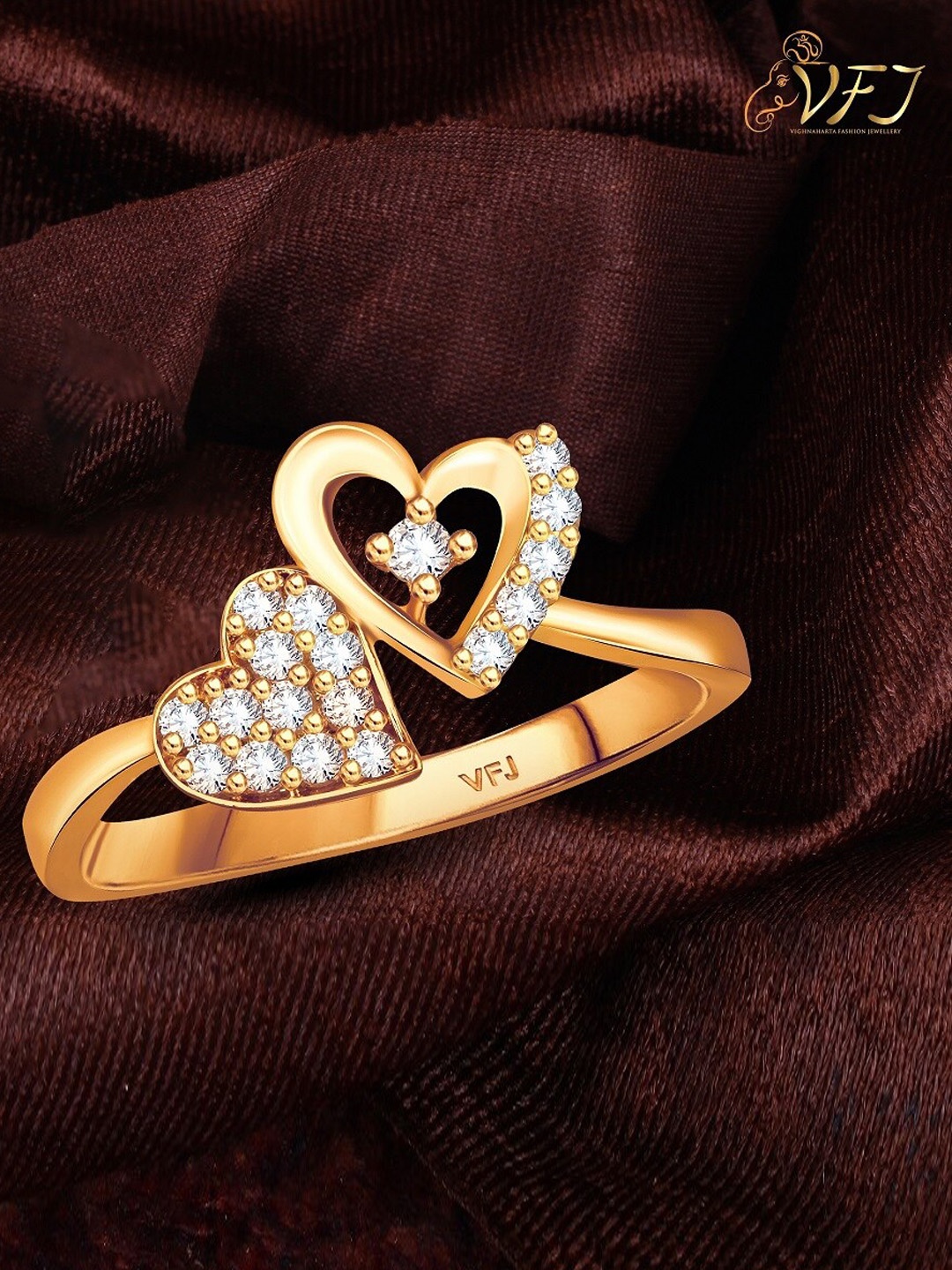 

Vighnaharta Gold-Plated CZ-Studded Finger Ring