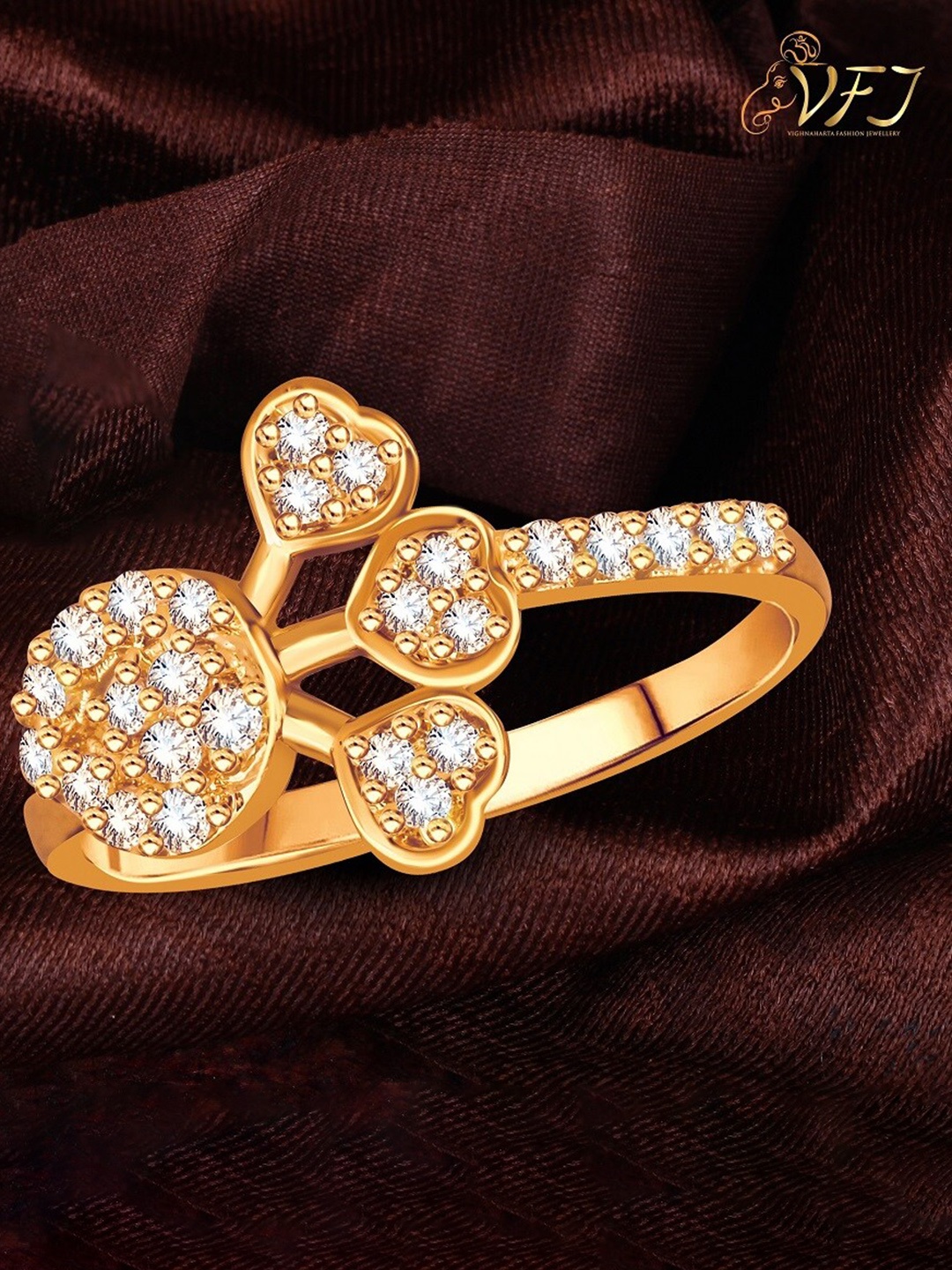 

Vighnaharta Gold-Plated CZ Stone-Studded Finger Ring