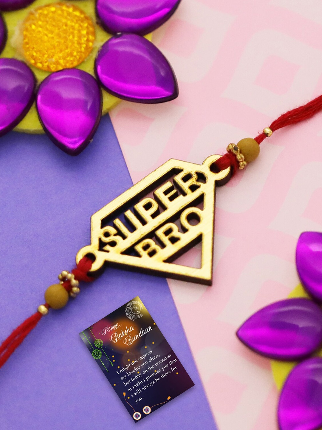 

Silver Shine Set of 2 Gold-Plated Rakhis With Roli Chawal And Greeting Card