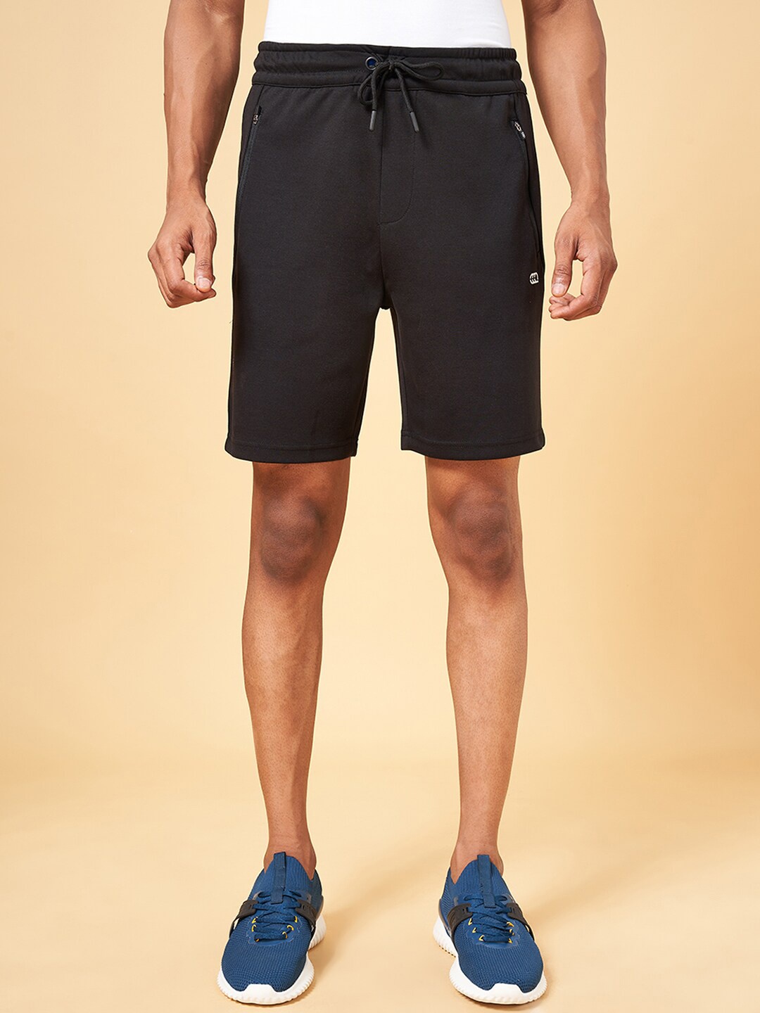 Ajile by Pantaloons Men Slim Fit Outdoor Cotton Sports Shorts, Black