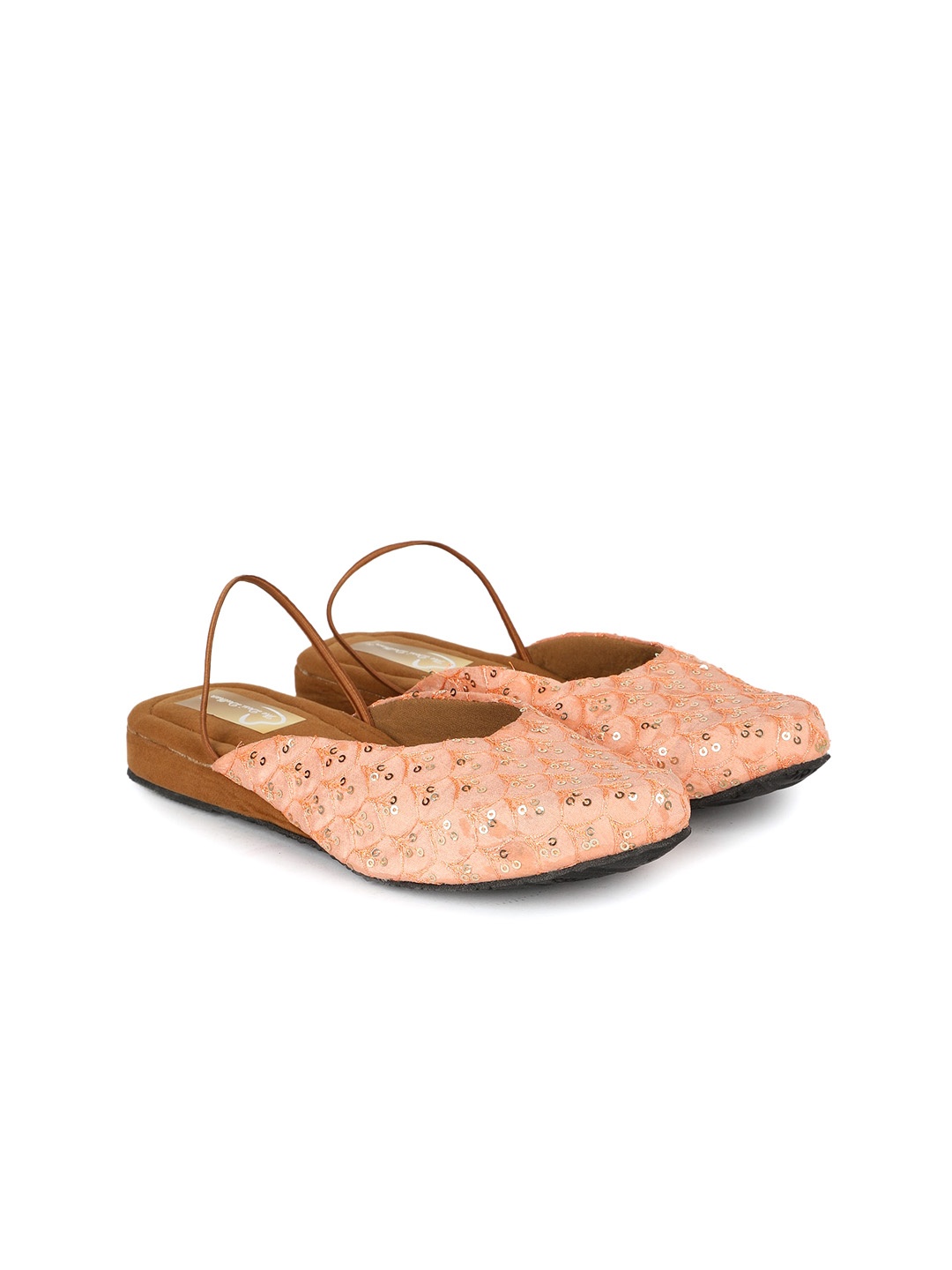 

The Desi Dulhan Printed Ethnic Mules With Backstrap, Peach