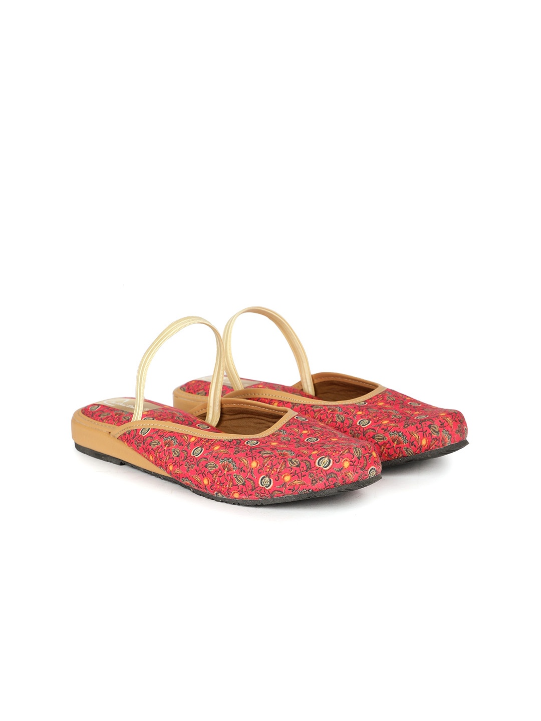

The Desi Dulhan Floral Printed Casual Mules, Red