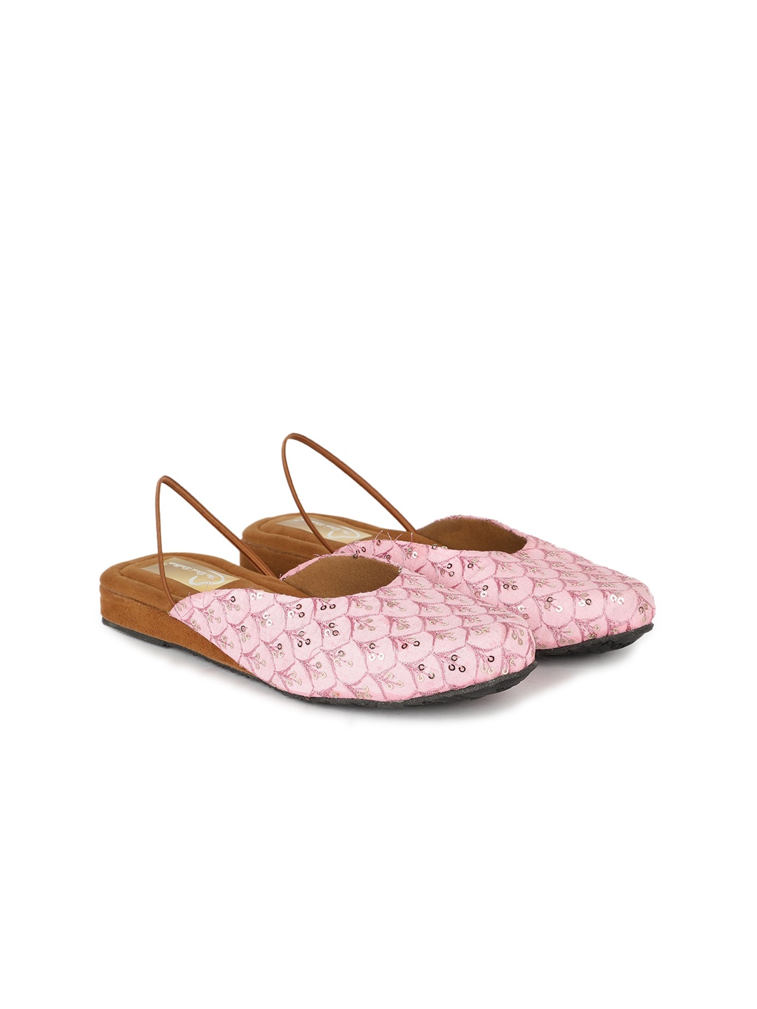

The Desi Dulhan Sequinned Ethnic Synthetic Mules, Pink