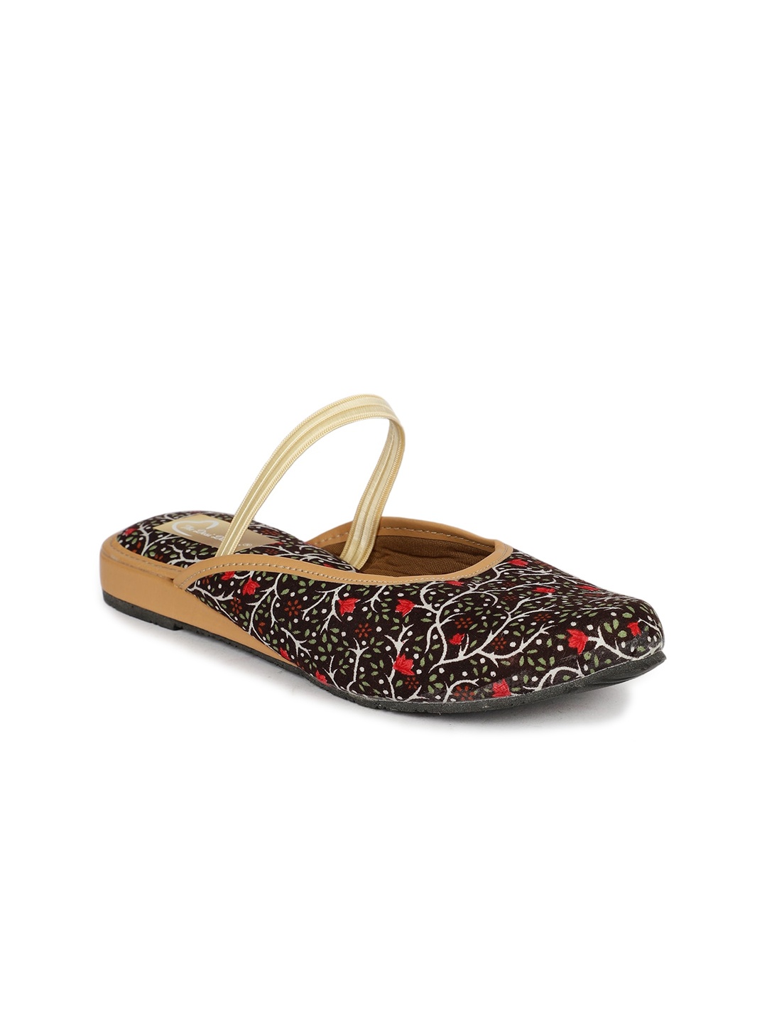 

The Desi Dulhan Printed Ethnic Mules With Backstrap, Black