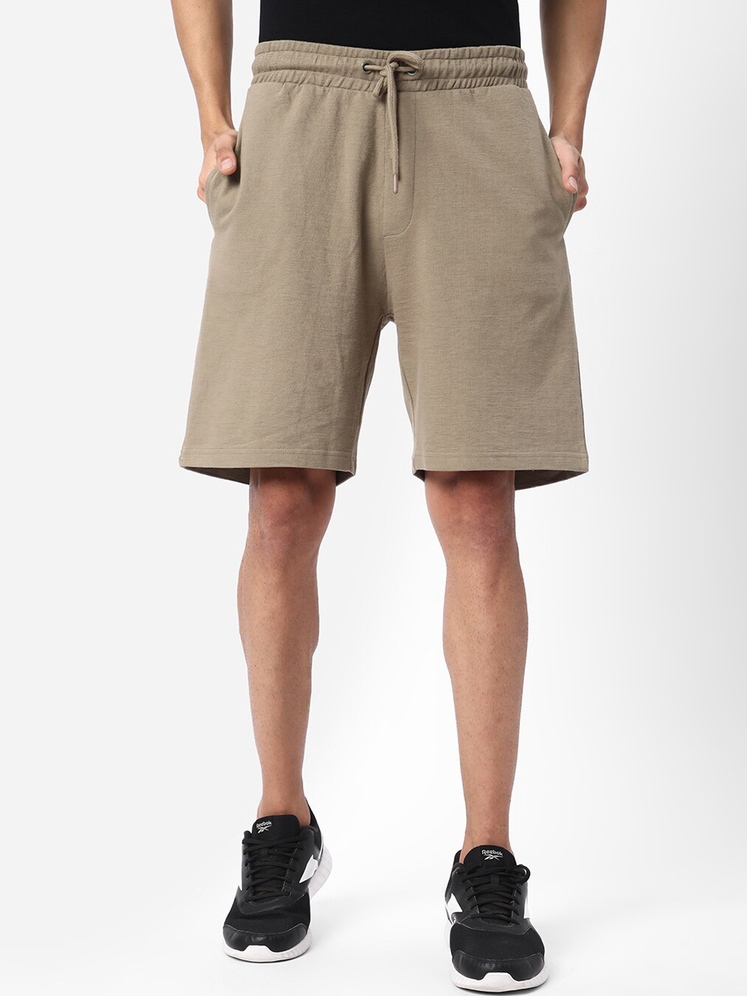 

R&B Men Mid-Rise Cotton Shorts, Khaki