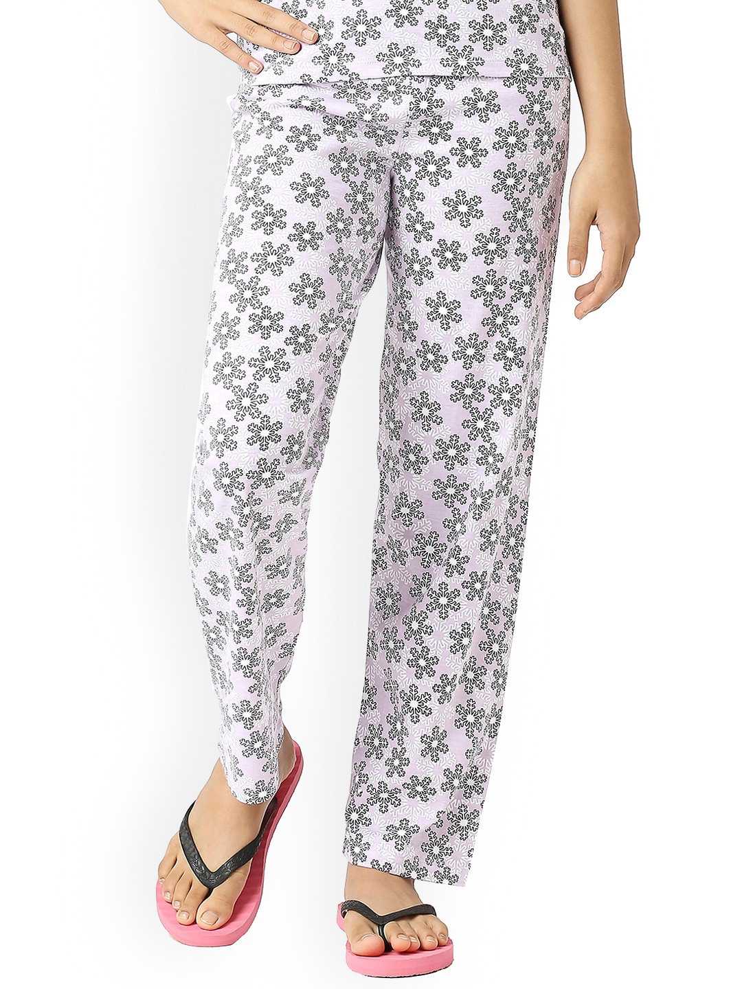 

SINI MINI Girls Mid-Rise Printed Pure Cotton Lounge Pants, Lavender