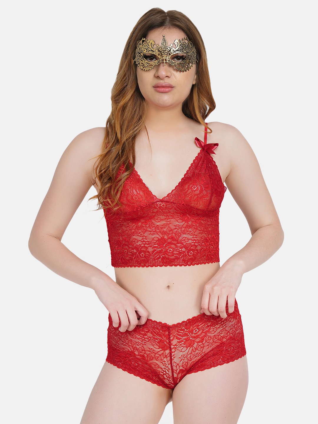 

COLOR STYLE Self Designed Shoulder Straps Baby Doll, Red