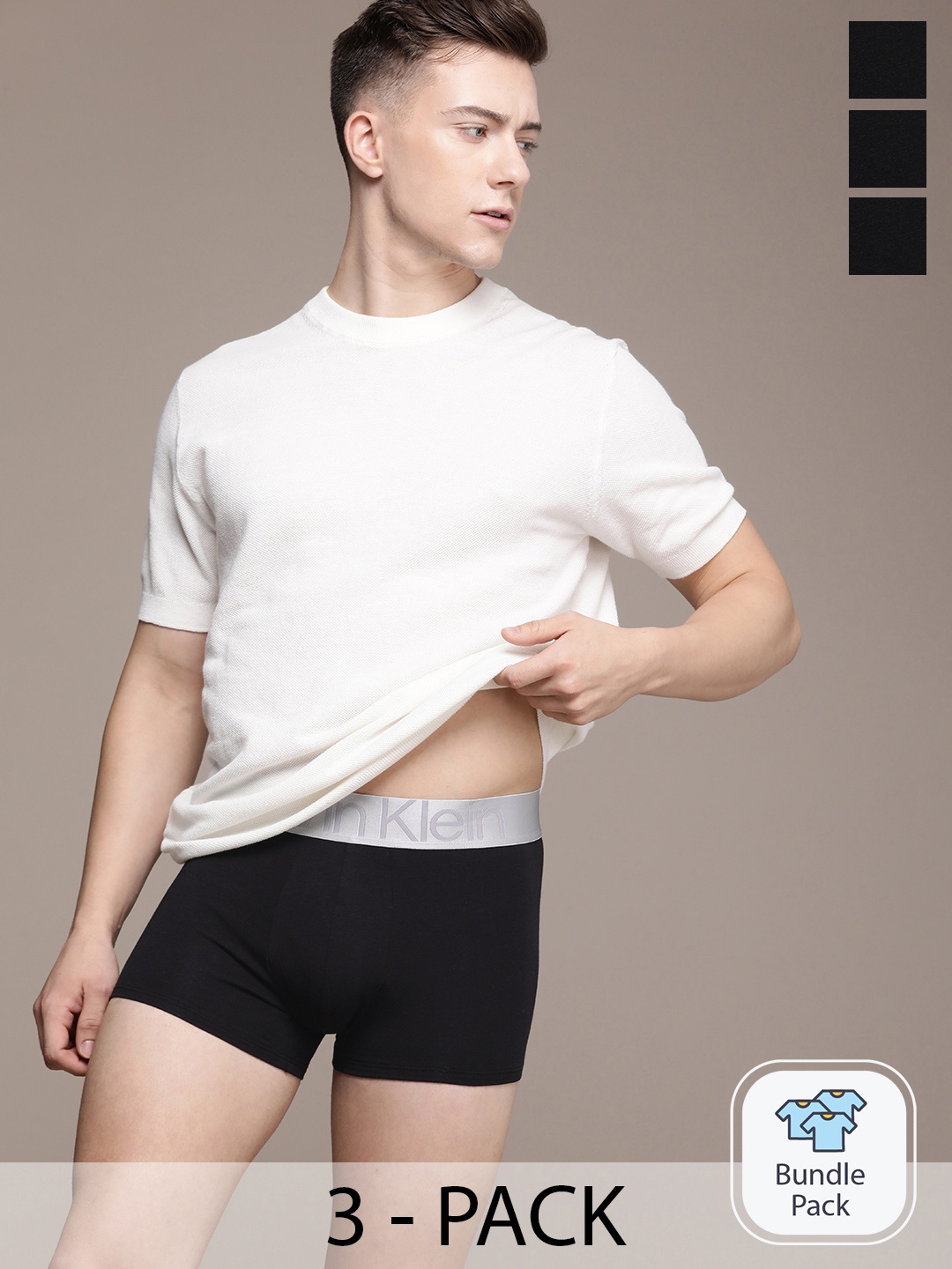 

Calvin Klein Underwear Men Pack Of 3 Trunk NB3130GID, Black