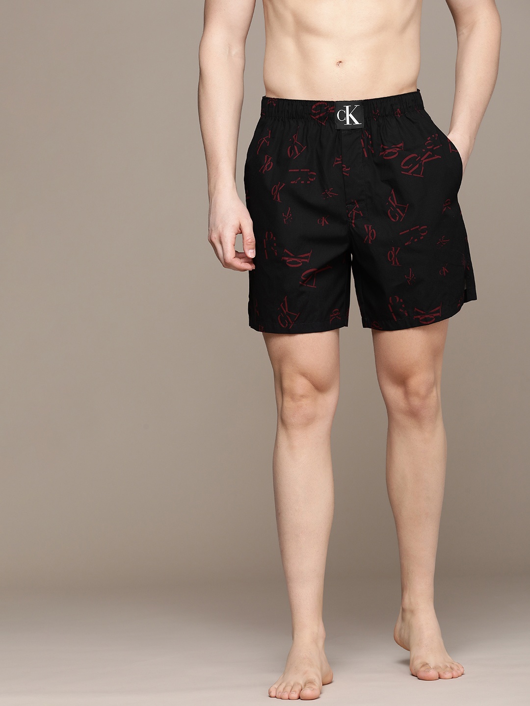 

Calvin Klein Underwear Pure Cotton Brand Logo Printed Mid-Rise Boxers CKUFH006GEX, Black