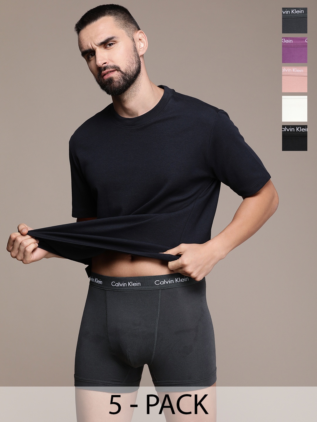 

Calvin Klein Underwear Men Pack of 5 Solid Low Rise Trunks NB2877IJA, Multi