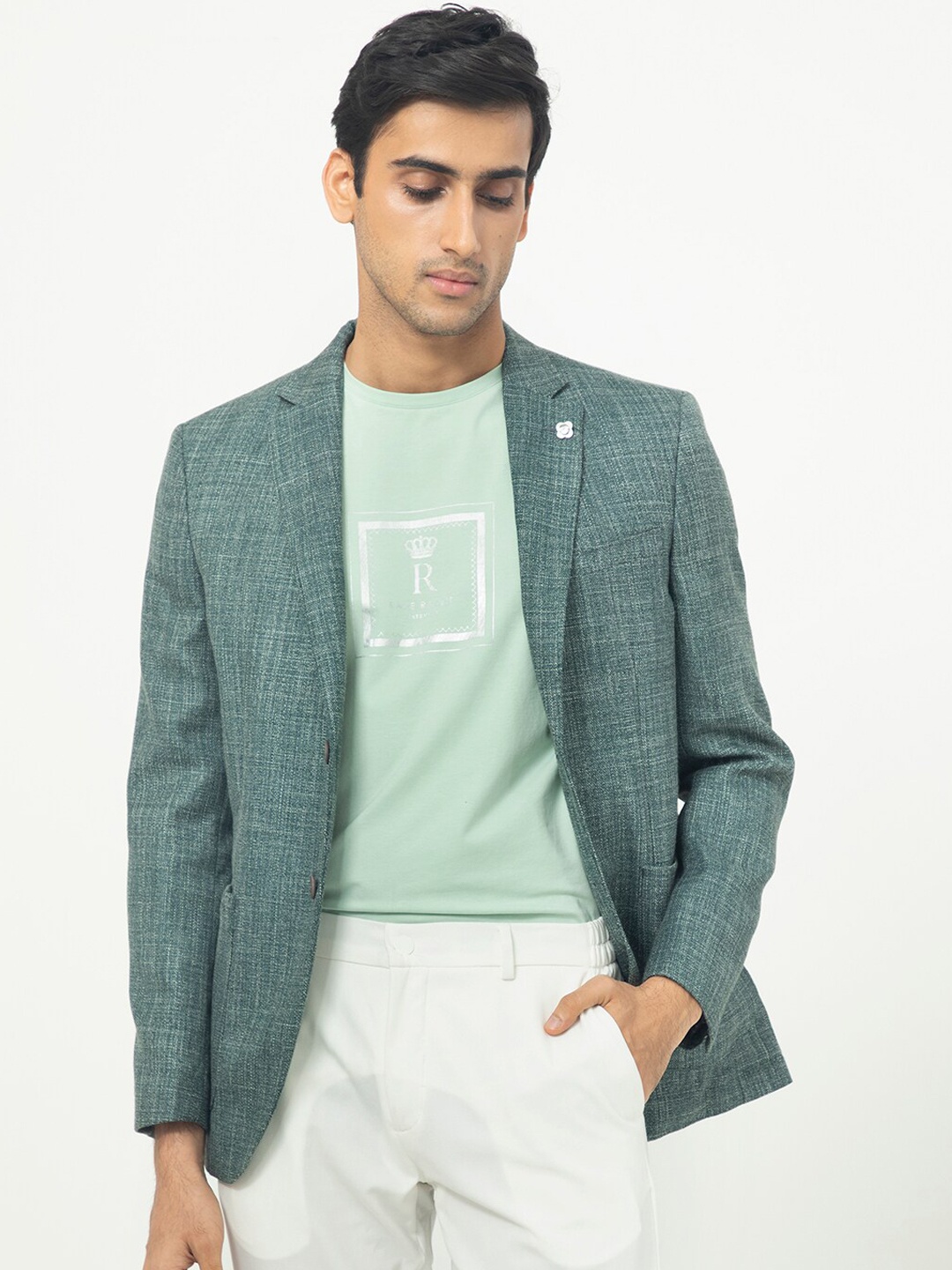 

RARE RABBIT Men Drew Tailored Fit Notched Lapel Single-Breasted Blazer, Green