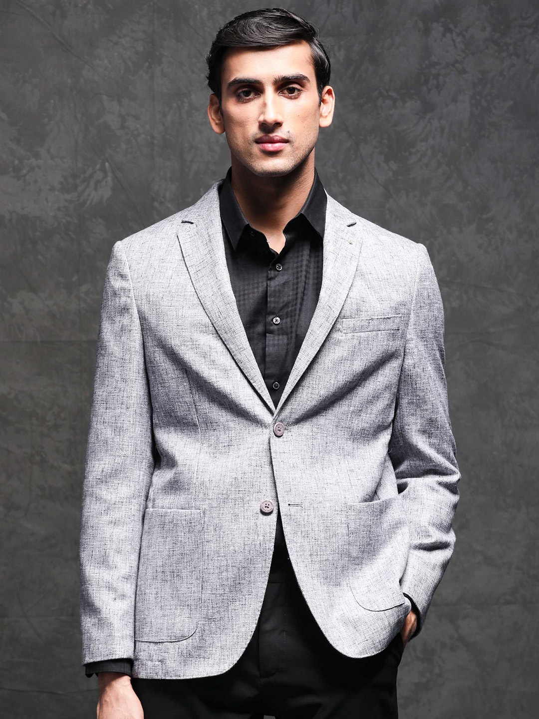 

RARE RABBIT Men Drew Tailored Fit Notched Lapel Collar Single-Breasted Blazer, Grey