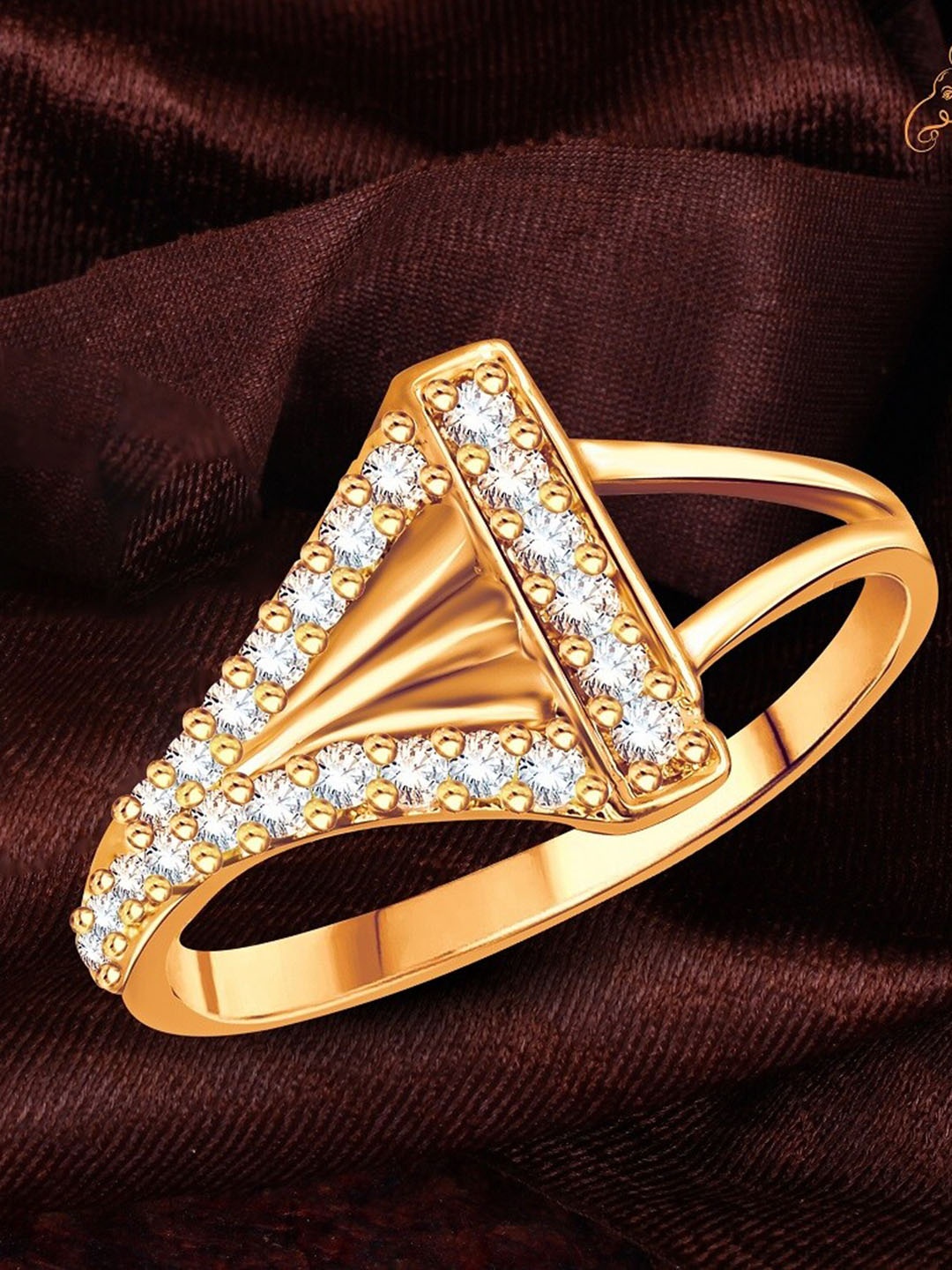 

Vighnaharta Gold Plated CZ Studded Finger Ring